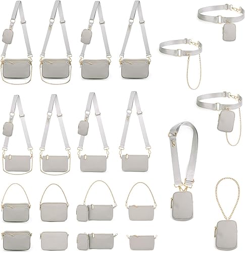 Miniatura 7 de UTO Pequeñas bolsas cruzadas para mujer, 3 en 1, diseño de moda, mini cangurera con correa