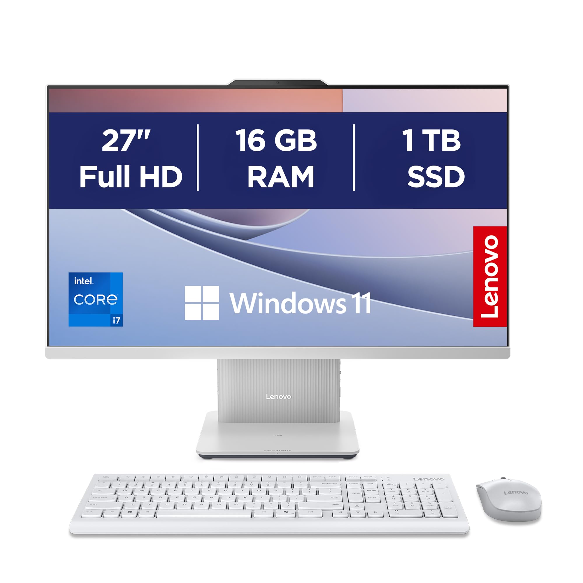 Lenovo IdeaCentre AIO i Gen 9 - Ordenador de Sobremesa 27" FHD (Intel Core i7-13620H, 16 GB RAM, 1 TB SSD, Intel UHD Graphics, Wi-Fi 6, Win11 Home) Incluye Teclado QWERTY Español y Ratón - Gris Nube