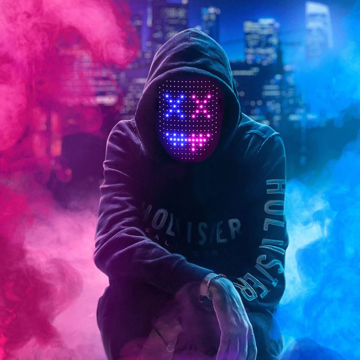 Maschera Halloween, Maschera Led Glitterper Costumi Halloween/Carnevale/Feste Cosplay, Maschera Led Halloween, Dotata di 234 nuovi LED RGB, 800 mAh, Ghostface Mask con Rilevamento Gesti