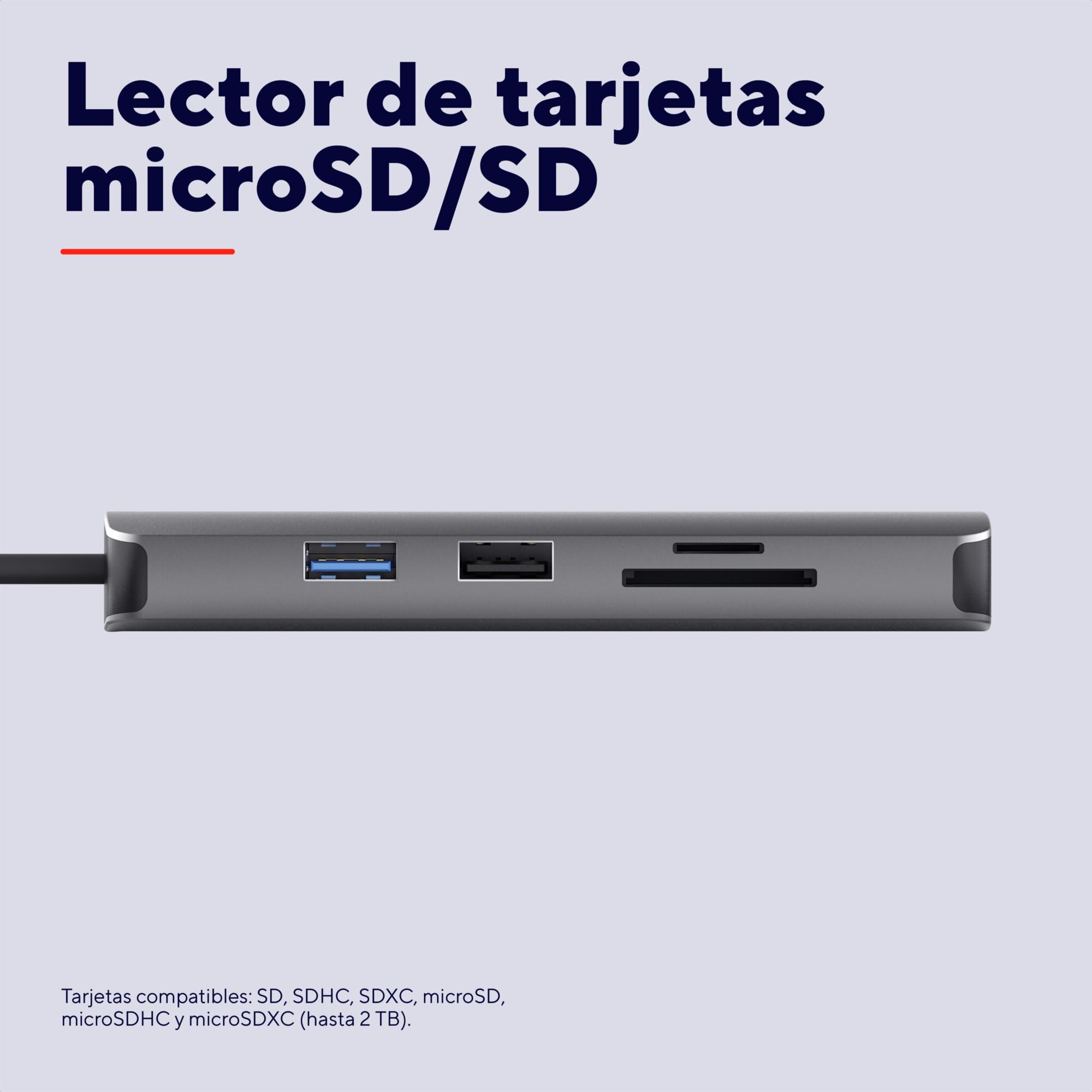 Trust Vylor Hub USB C 8-in-1 Adaptador HDMI 4K a 60Hz, Gigabit Ethernet, Lector de Tarjetas SD/MicroSD, USB-C USB-A, Puerto de Carga 100W, Docking Station PC Computadora Portátil DELL HP MacBook