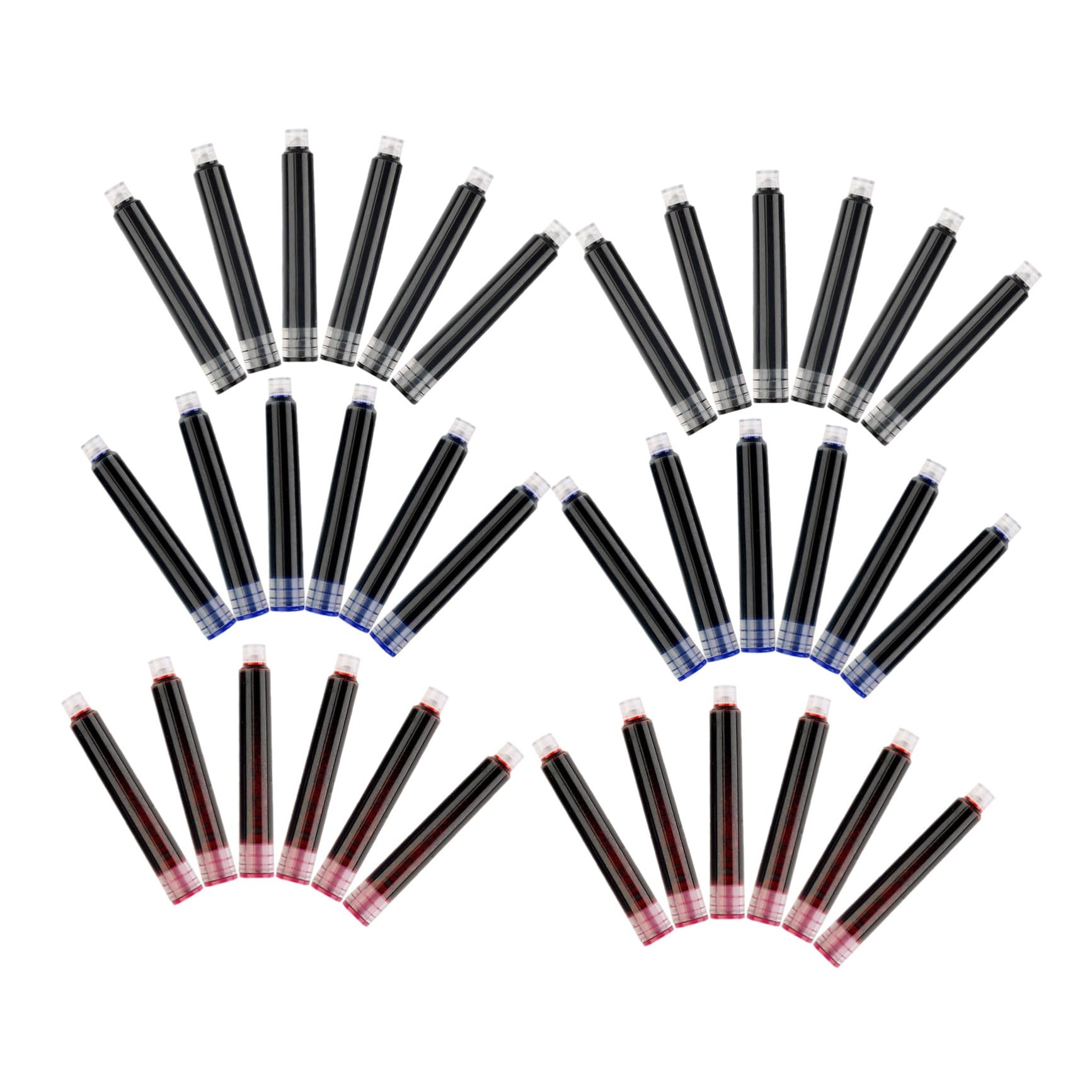 INOOMP 450 Unidades Cartuchos de Tinta Recargables para Pluma Estilográfica Compatibles Aplicables Azul Negro Rojo Recambios para Oficina y Escuela