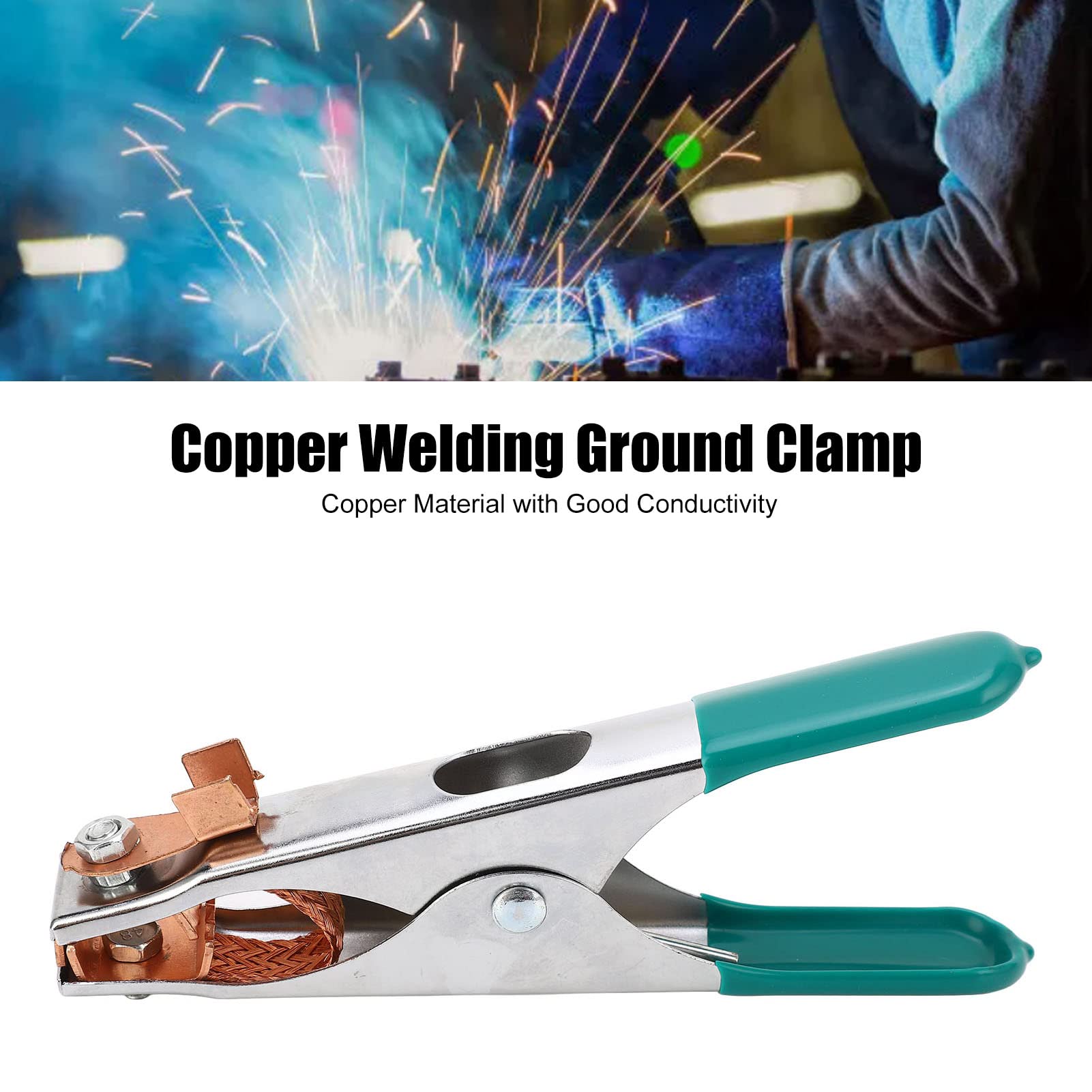 Welding Ground Clamp, 300A Copper A Type Earth Clip Wide Opening Fixing Holding Tool Firm Clamping Professional Tools