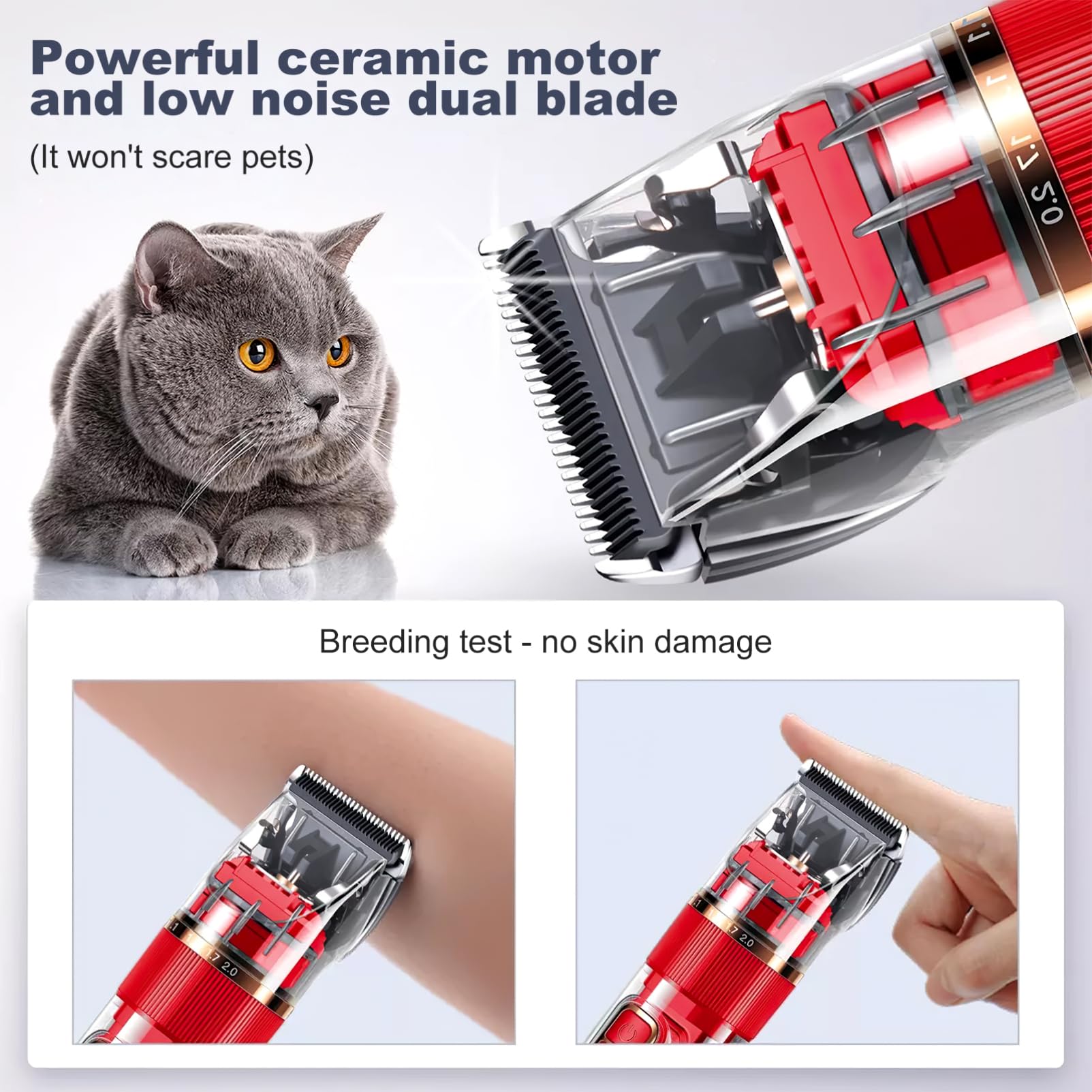 Tondeuse à Poils de Chien sans Fil Rechargeable 1 Set Rouge