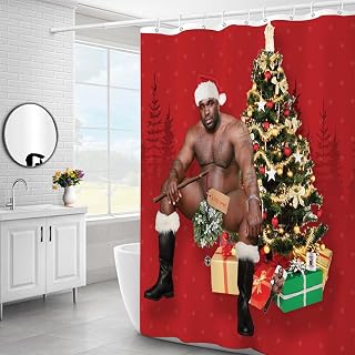 Barry Wood Shower Curtain,Naked Santa Curtains LGBT Print Bathroom Curtains Symbol of Love Shower Bath Curtains Sets with Plastic Hooks (C,47"x71")