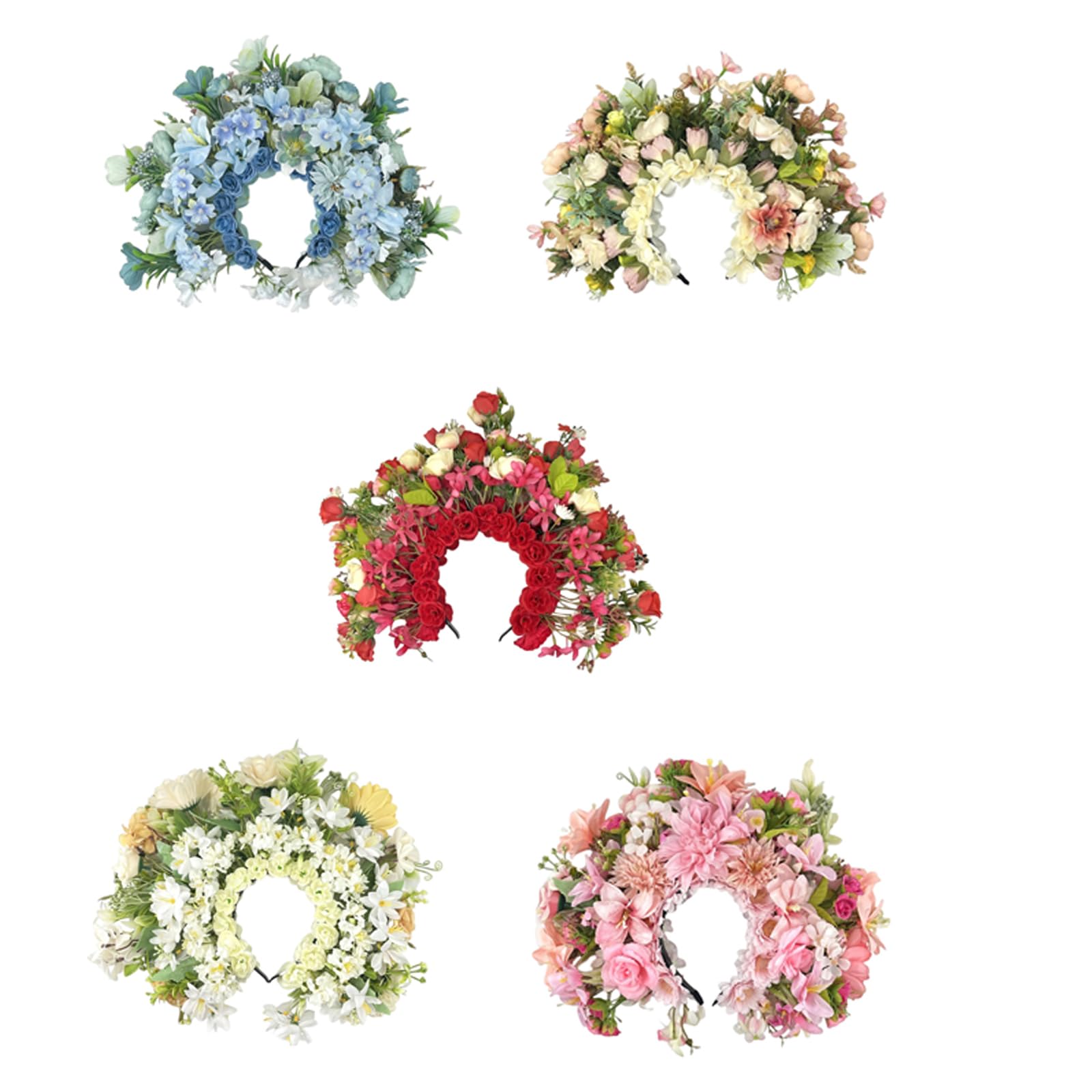 Blumenkrone für Hochzeit, Blumengirlanden, Krone, Haarkranz, Blumen Stirnbänder, Damen, Braut, Blumen Stirnbänder, großer Kranz