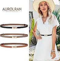 Vista 60 de Cinturón de cuero clásico con hebilla de metal para mujer con vestido de jeans Aah-negro-clásico