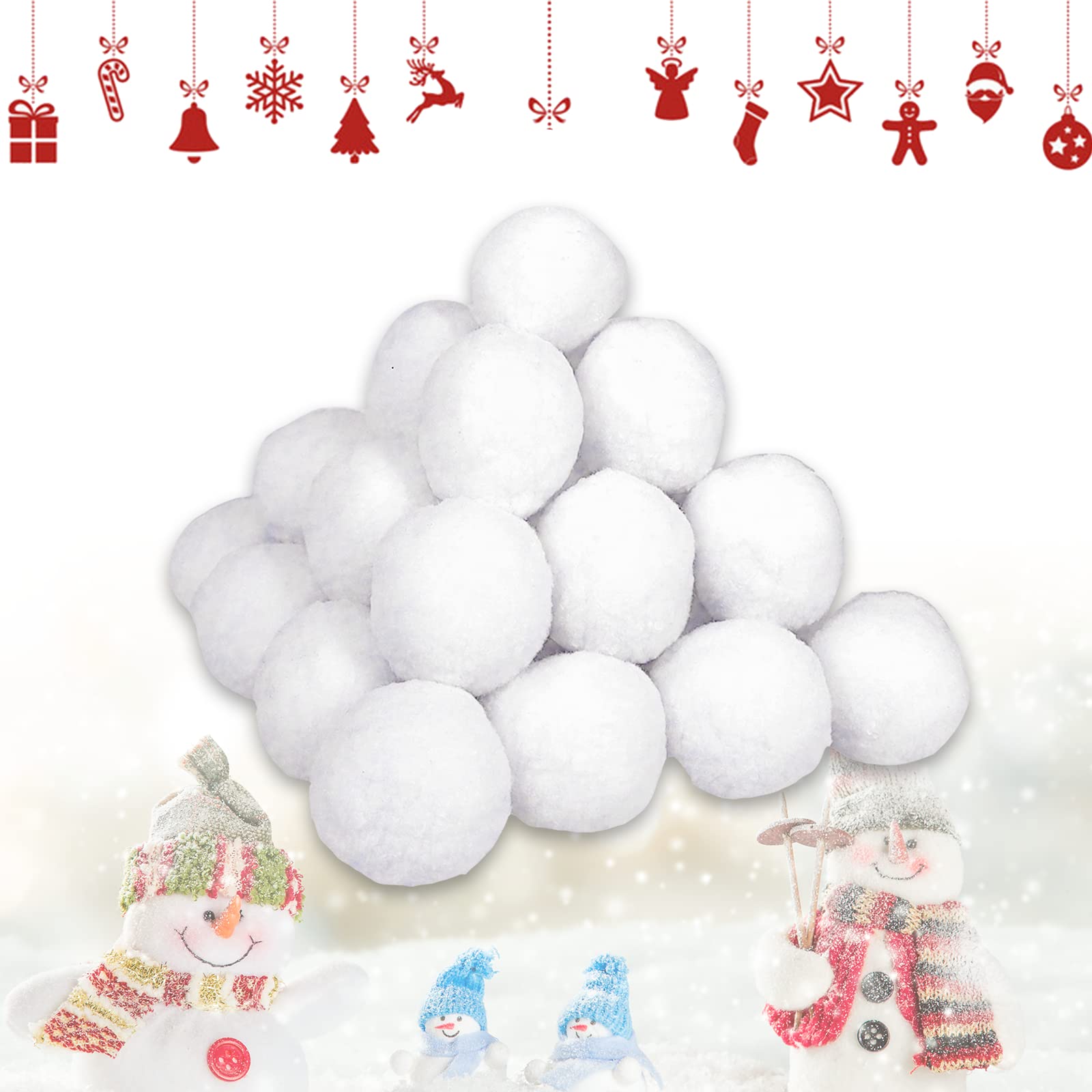 50 Pack Indoor Snowballs Fight Set, Parent-Child Interaction Snowball Fights, 3 Inch Christmas Winter Holiday Realistic Fake Snow Toys for Indoor and Outdoor Snow Fight or Toss Game