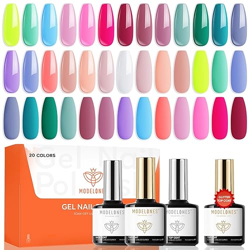 modelones 24Pcs Gel Nail Polish Set, 20 Colors Summer Neon