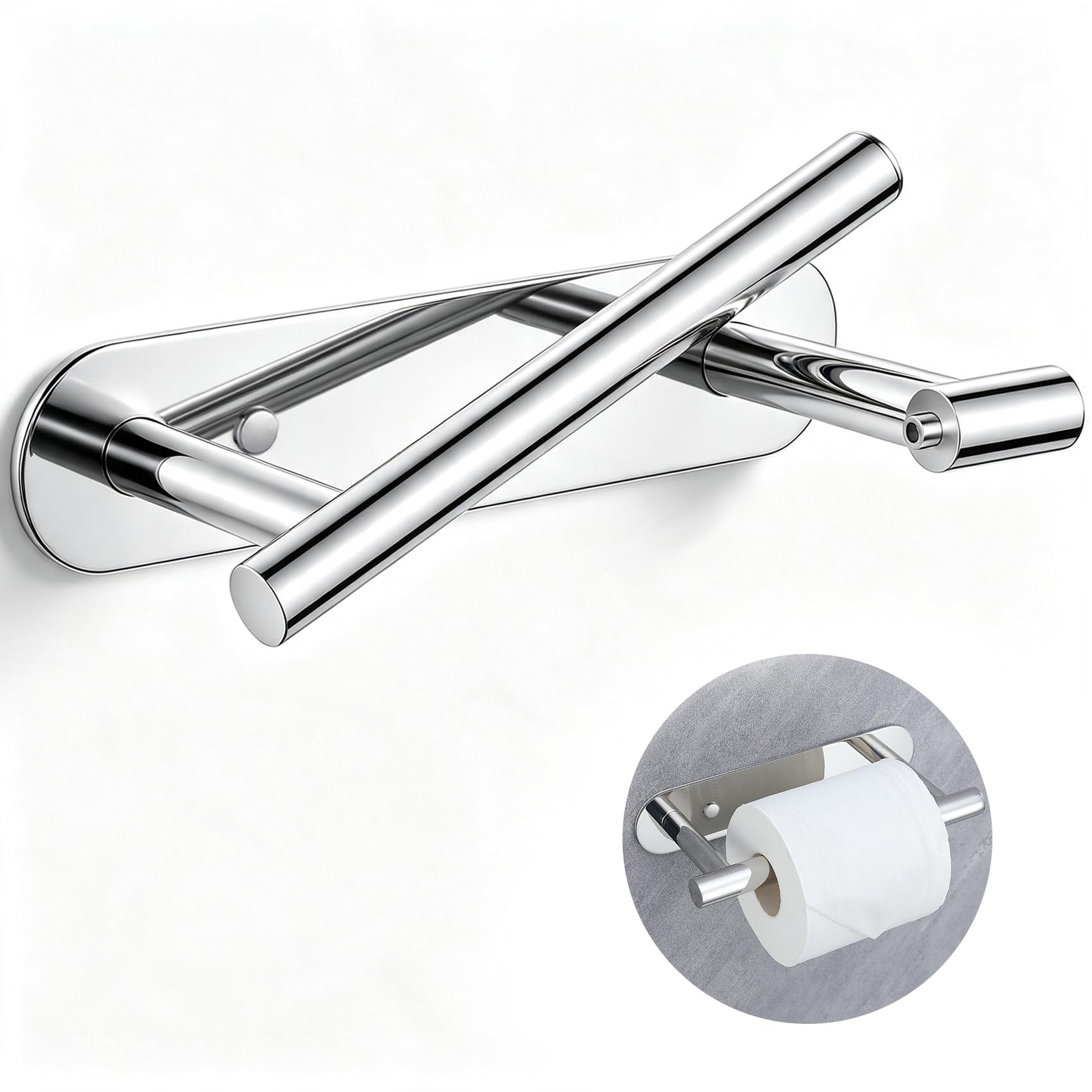 Lairuier Brushed Nickel Toilet Paper Holder, Adhesive & Screw Wall Mount — Amazon image 8