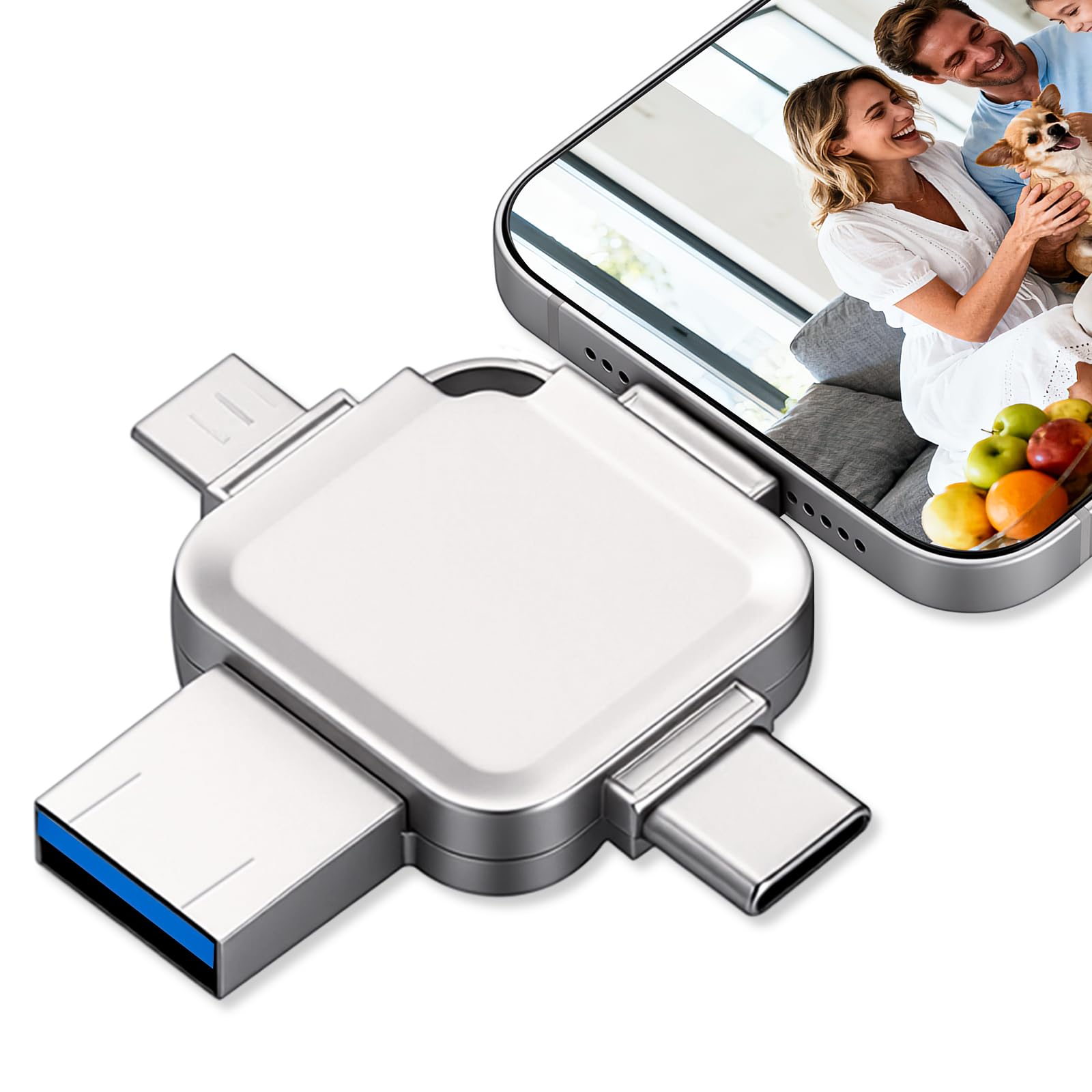 Photo Stick Flash Drive, KIKIJANE 16GB 4-in-1 USB 3.0 High Speed Portable Thumb Drive Memory Stick Photo Video Auto Backup for iPhone/Android/PC/Mac, Plug & Play External Storage Drive, Gift Idea