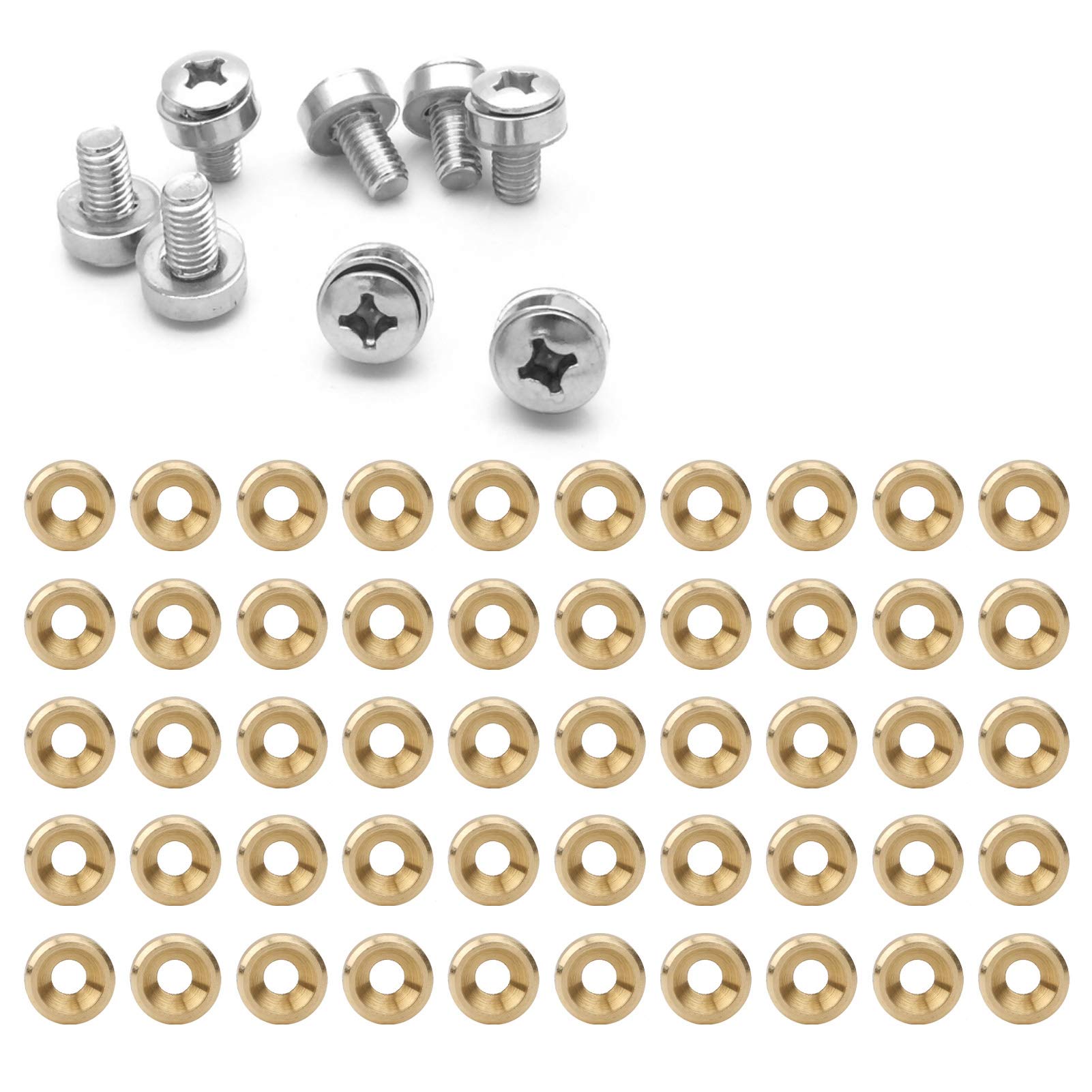 50pcs Countersunk Brass Washer Pure Copper Countersunk Washers Countersunk Screw Washer Pure Copper Flat Head Gasket CNC Machined for Industrial Supplies (M4)