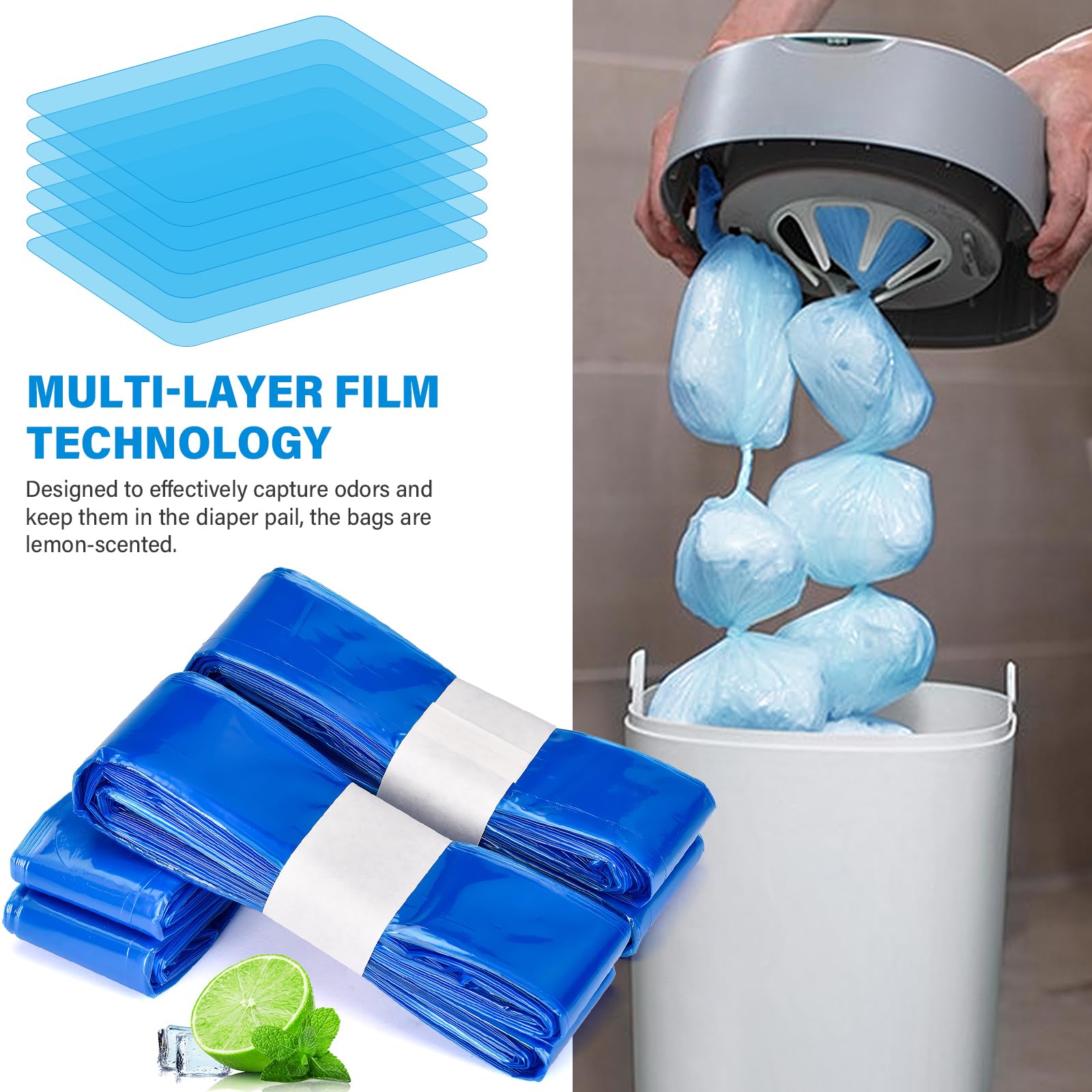 9 Pezzi Ricarica Mangiapannolini, Sacchetti Mangiapannolini Compatibile con AngelCare & Litter Locker & Tommee Tippee