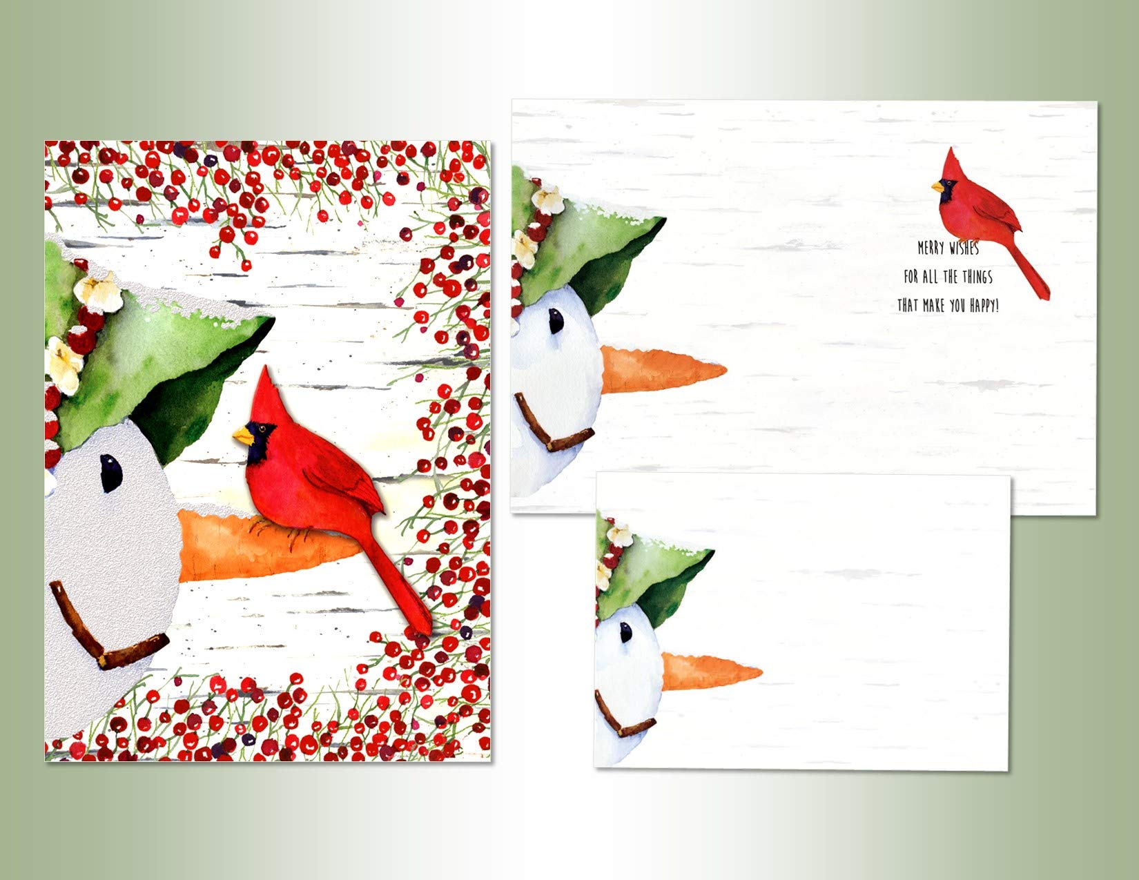 Tarjetas de Navidad en caja de Perform Arts®, juego de 12 tarjetas decoradas a mano, 12 sobres a todo color a juego.