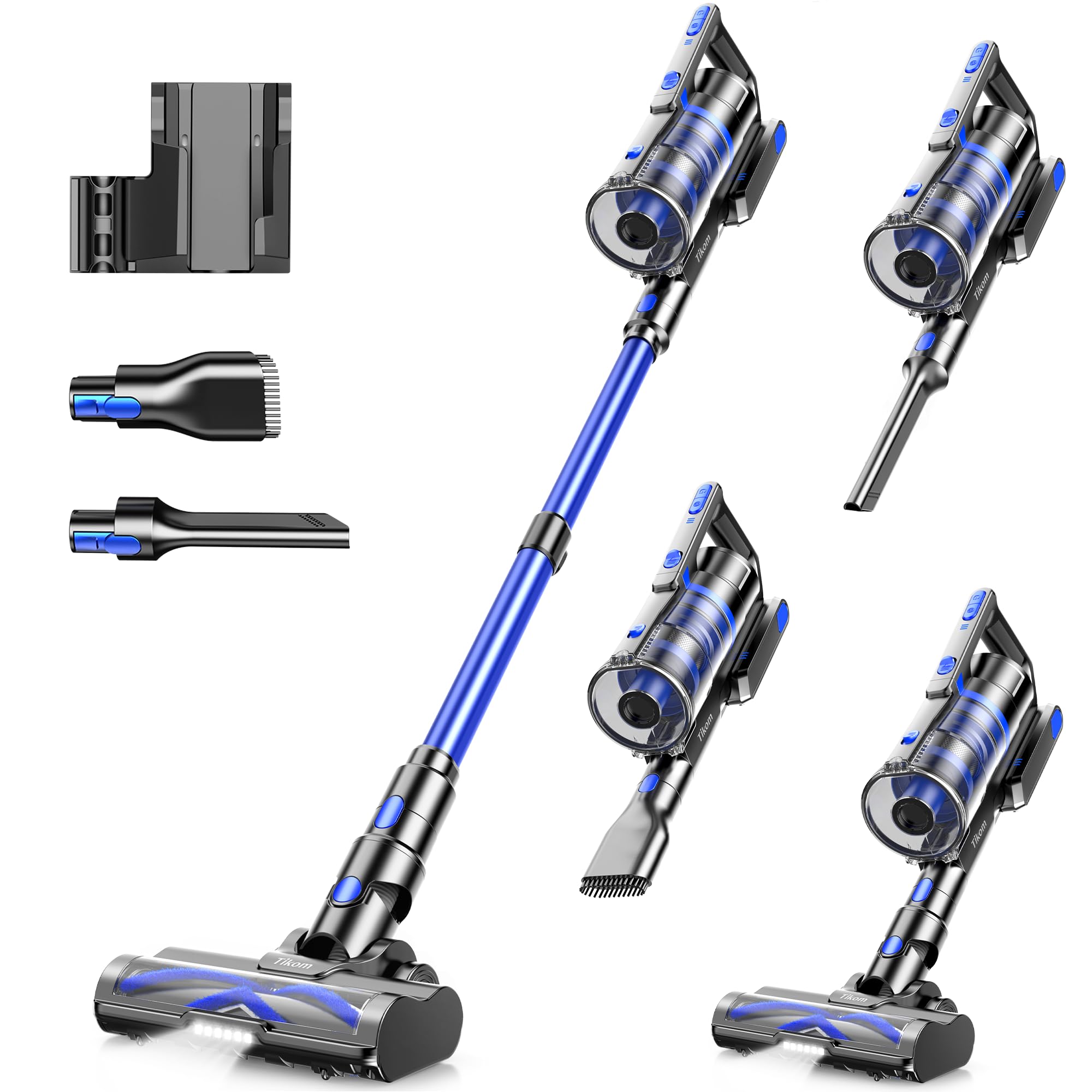 Tikom Cordless Vacuum Cleaner for Home 450W 40000pa Stick Vacuum Anti-Tangle Lightweight Handheld Vacuum for Hard Floor Pet