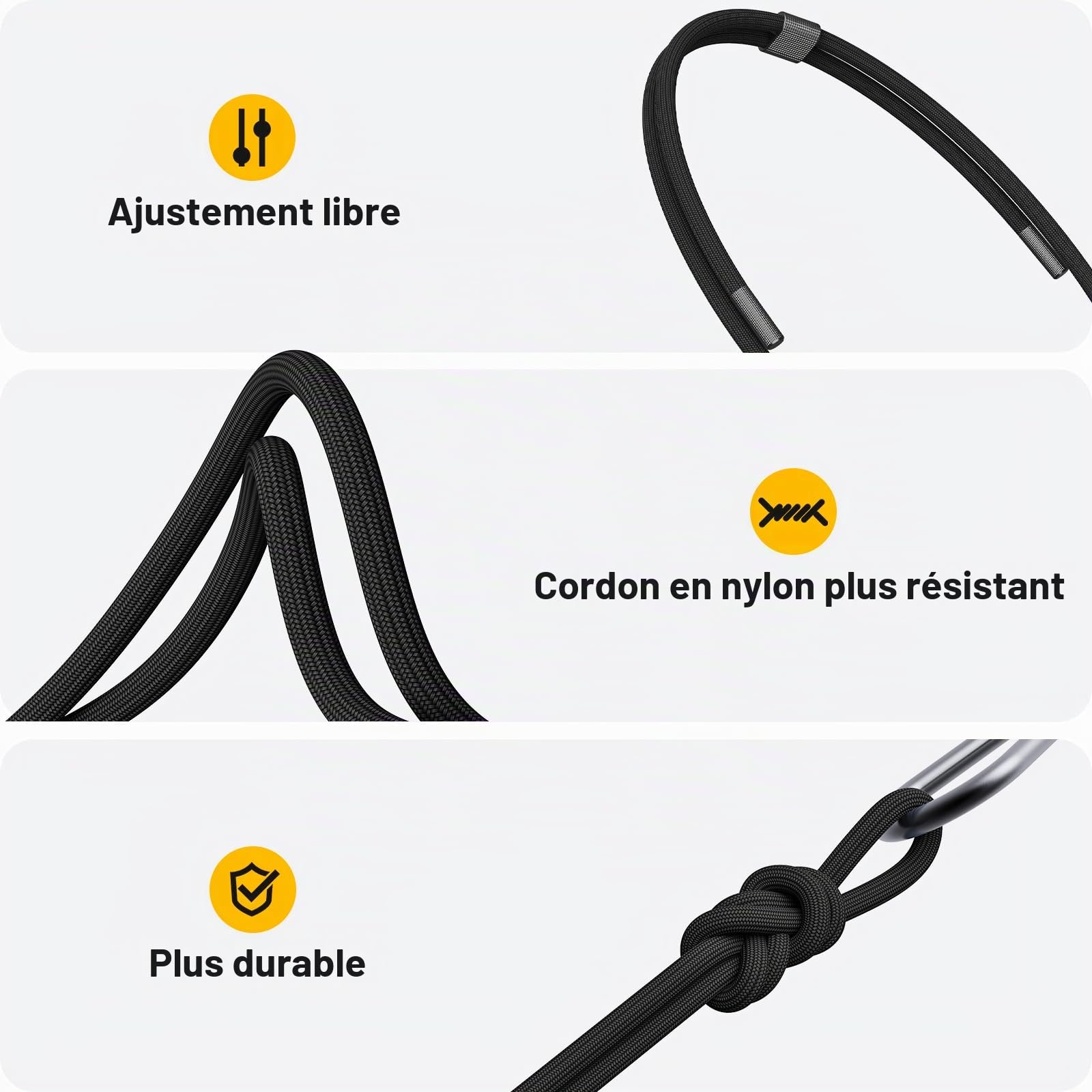 GOODVISH Coque pour iPhone 17 avec Cordon de Collier, Transparente Coque Bumper Etui Housse avec Cordon Réglable Téléphone Lanyard iPhone 17 Case Antichute Collier Phone Cover 6,3" TPU, Noir