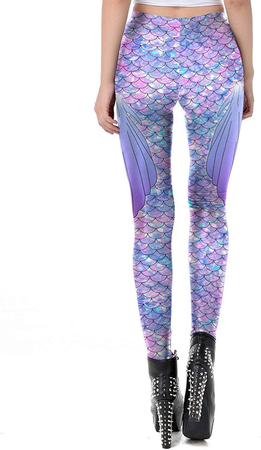 Fvcent Leggins Meerjungfrau Damen Leggings Mermaid Meerjungfrau Glanz