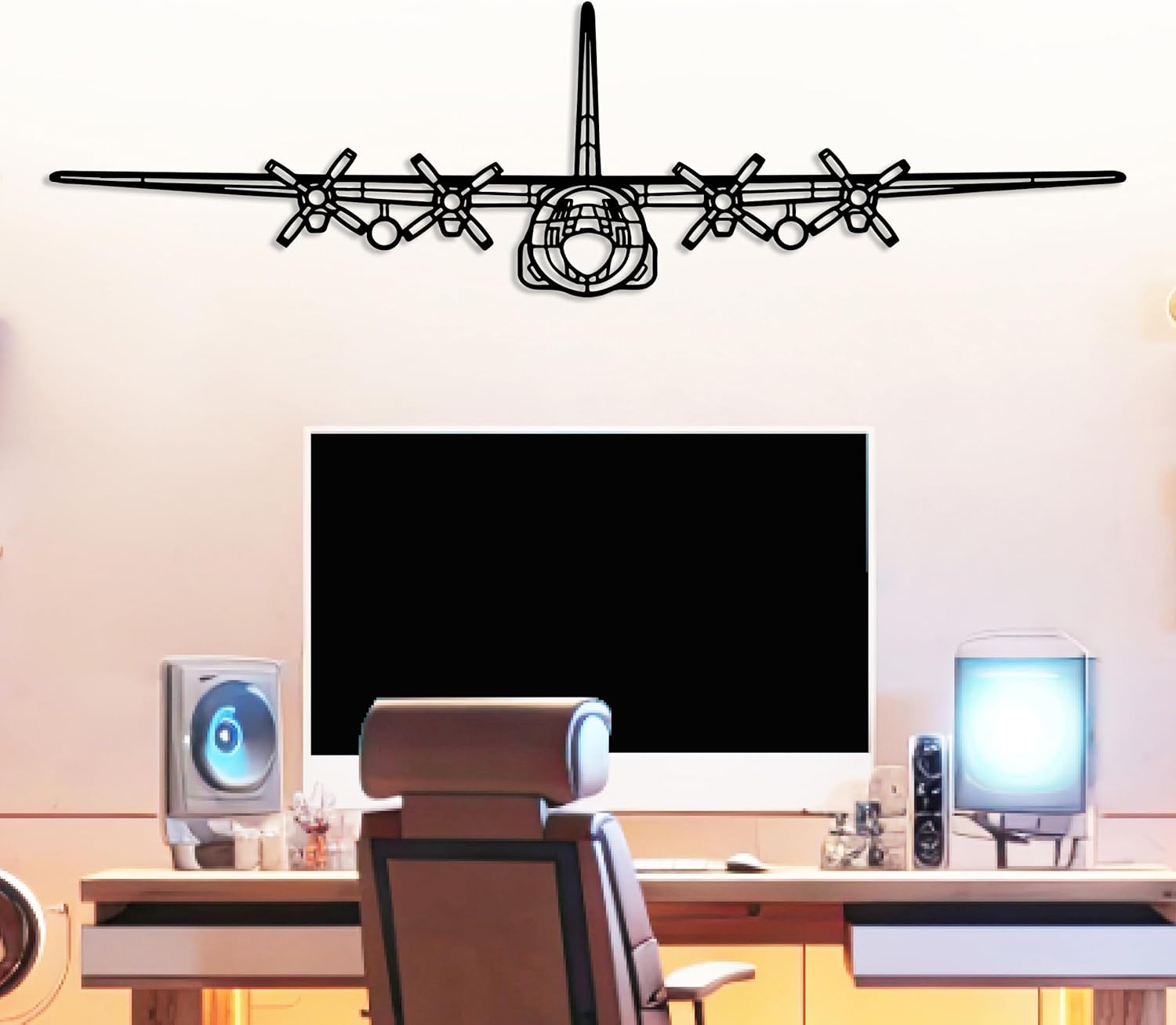 DecoSoul Custom C-130H Hercules Metal Wall Art, Air Force Metal Wall Decor for Indoor Outdoor, Aircraft Gift for Aviation Lovers, Unique Army Navy Designs for Home & Office Decor