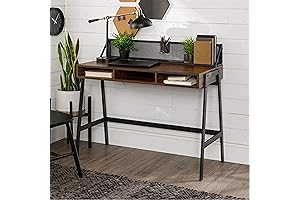 Walker Edison Industrial Mesh Wood Laptop Computer Writing Desk Home Office Workstation...
