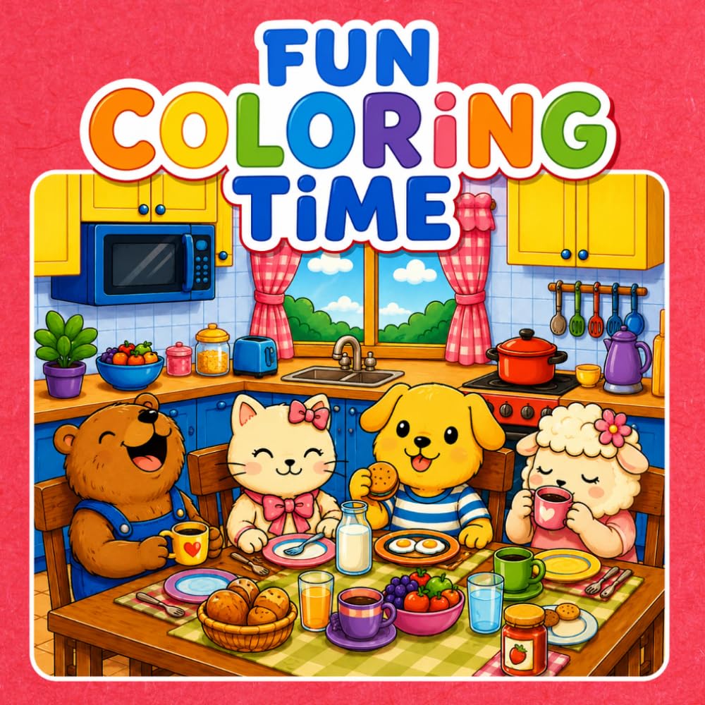 Fun Coloring Time: Cute Animal Coloring Book with Big Wide Pages
