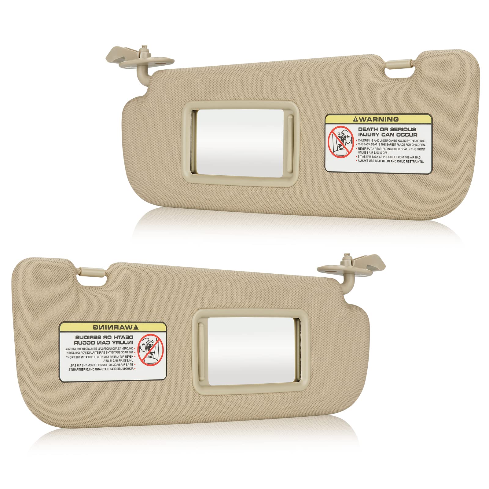 PetMigoDriver & Passenger Side Sun Visor Fit for Hyundai Elantra 2011 2012 2013 2014 2015, Replace for 852103X000TX, 852203X000TX Beige, Without Light