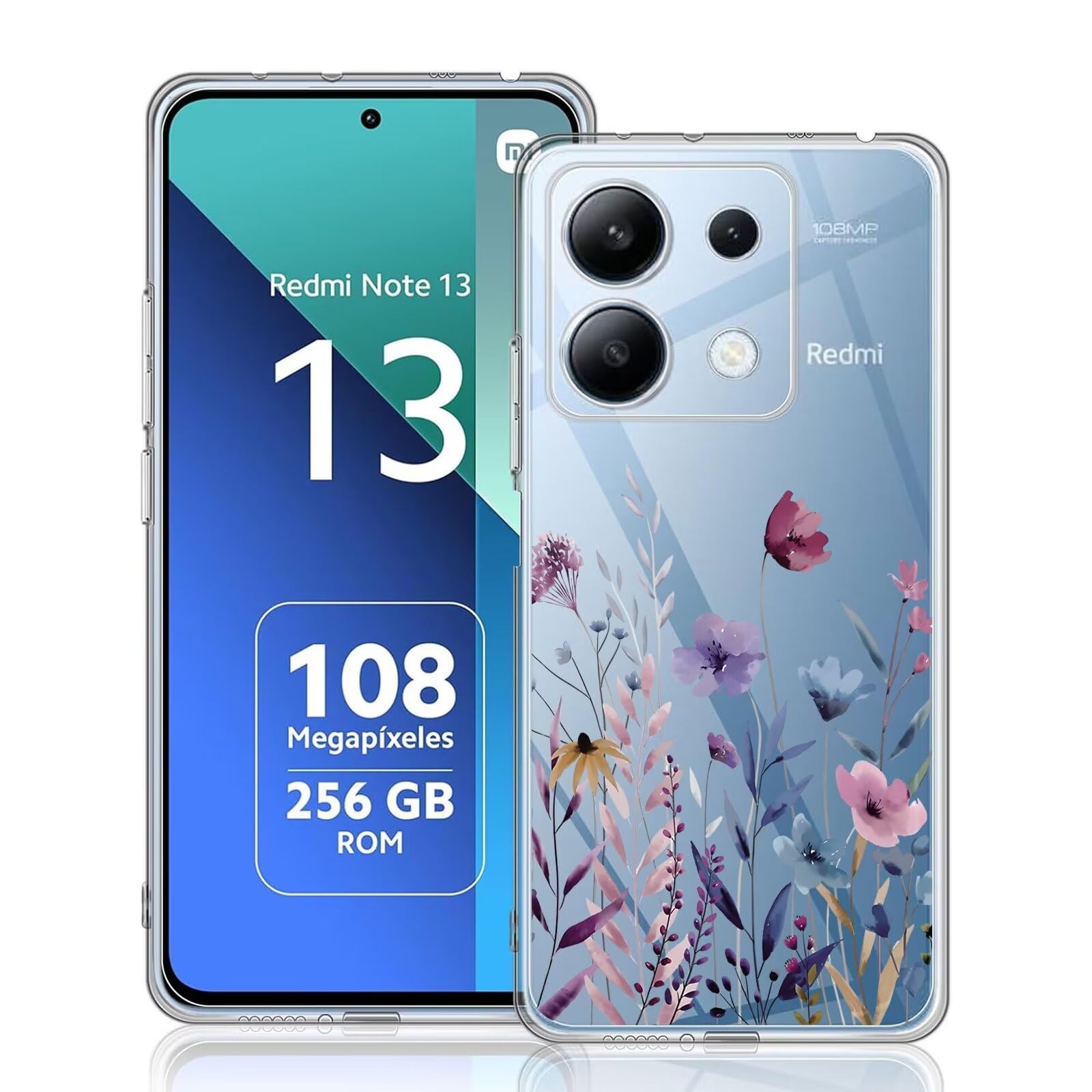 Handyhülle Für Xiaomi Redmi Note 13 4G - Durchsichtige Silikon-Hülle Mit 3D-Rosen-Druck Und Vollständigem Kameraschutz