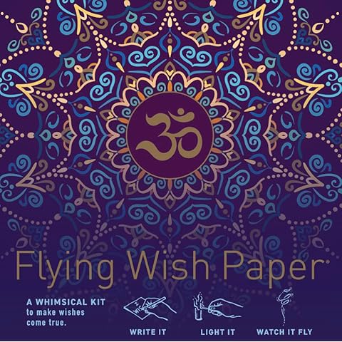 FLYING WISH PAPER Purple OM - Write it, Light it, Watch it Fly - Perfect Little Gift Wish Paper - 5" x 5" - Whimsical Mini Kit Cover