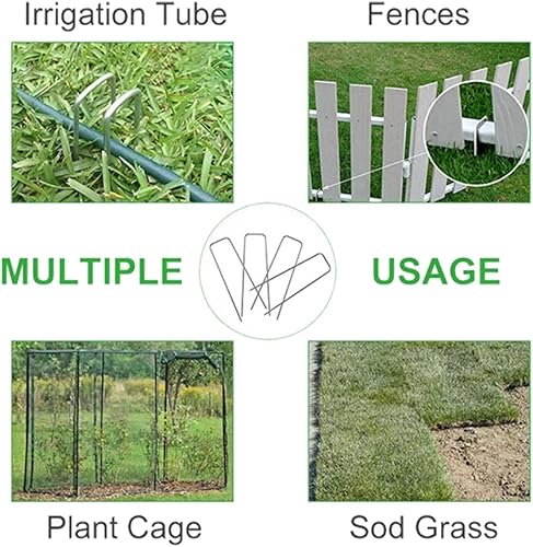 Miniatura 6 de Kenhihi 20 grapas de estacas de jardín + 20 juntas, grapas de paisaje de césped de 6 pulgadas, pasadores galvanizados en forma de U de calibre 11,