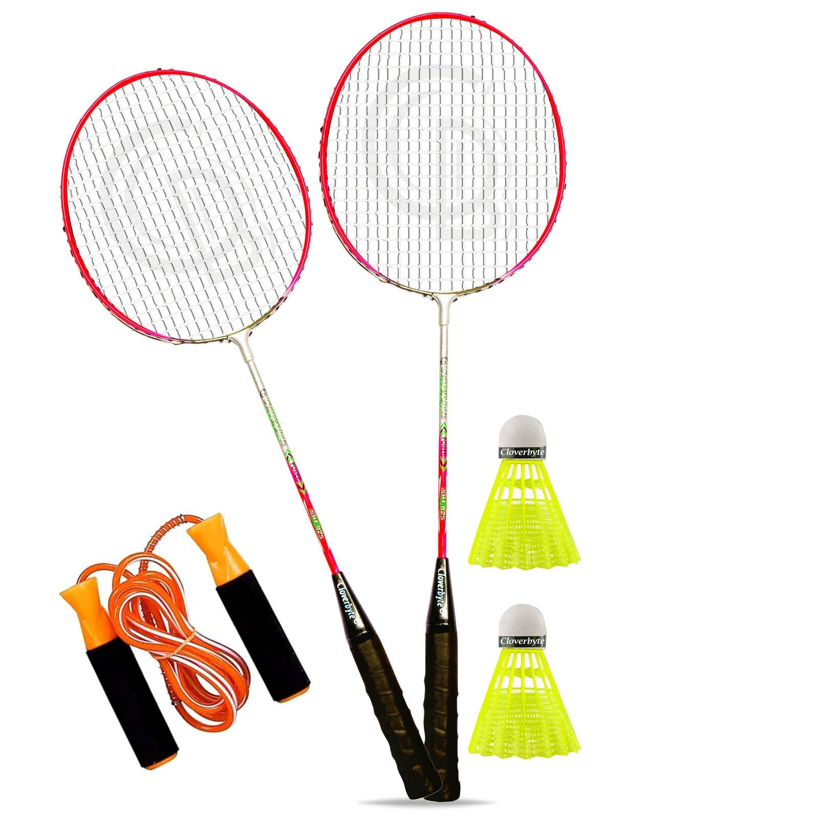 CLOVERBYTE Power Pink Lightweight Badminton 1 Pair with 2 pc Shuttlecocks & Skipping Rope Badminton Kit-image-47