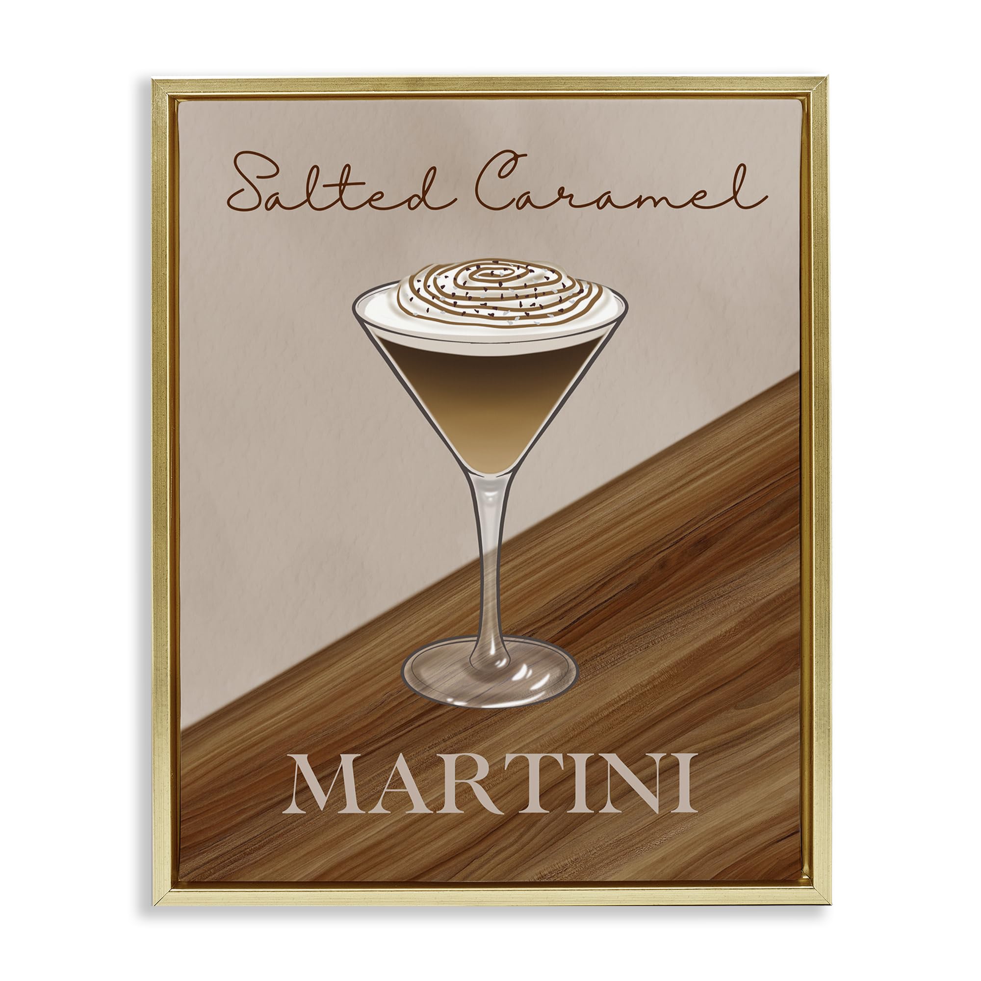 Stupell Industries Salted Caramel Martini Glass 'Salted Caramel Martini', Floating Frame Canvas Art, Gold, 25 X 31 Inches, Easy To Hang And Sturdy, Made In Usa, By Marcus Prime