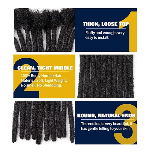 Miniatura 3 de Extensiones de cabello 100% humano de 6 pulgadas, 0.2 in de ancho, 30 hebras hechas a mano, extensiones de rastas permanentes para mujereshombres,