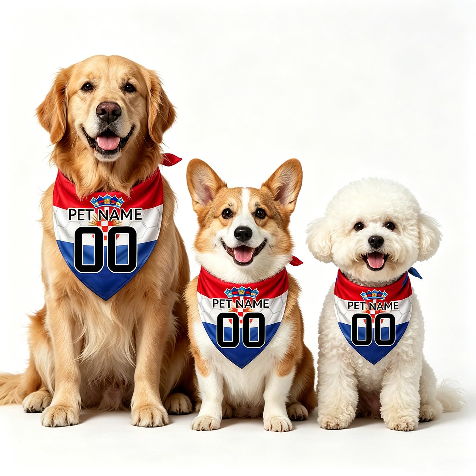 Personalised Dog Bandana with Name Number, Custom Dogs Bandana Football Dog Bandanas for Large Medium Small Dogs Puppy Cat Pet Scarf Birthday Present
