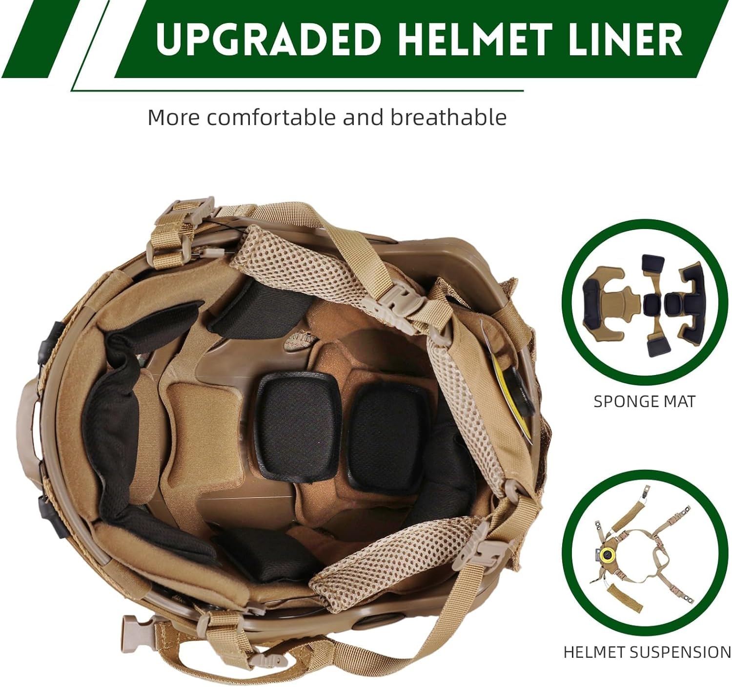 Adjustable Tactical Fast Helmet Set - Counterweight Pouch Replacement Helmet Lining Airsoft Cosplay Military Tactical Gear for Adults