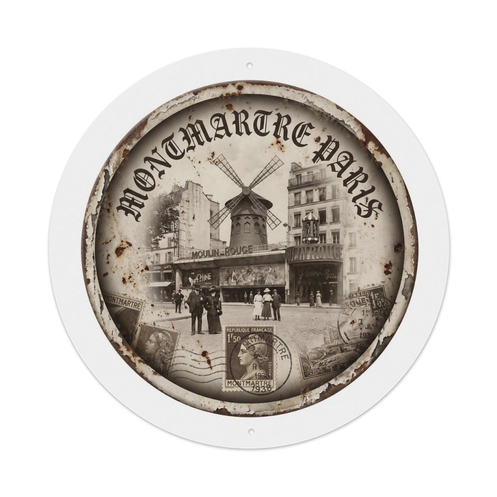 Retro Travel Paris France Metal Tin Sign Plaque Wall Decor for Cafe, Club Bar, Office, Home Garden Metal Poster 8x12Inch