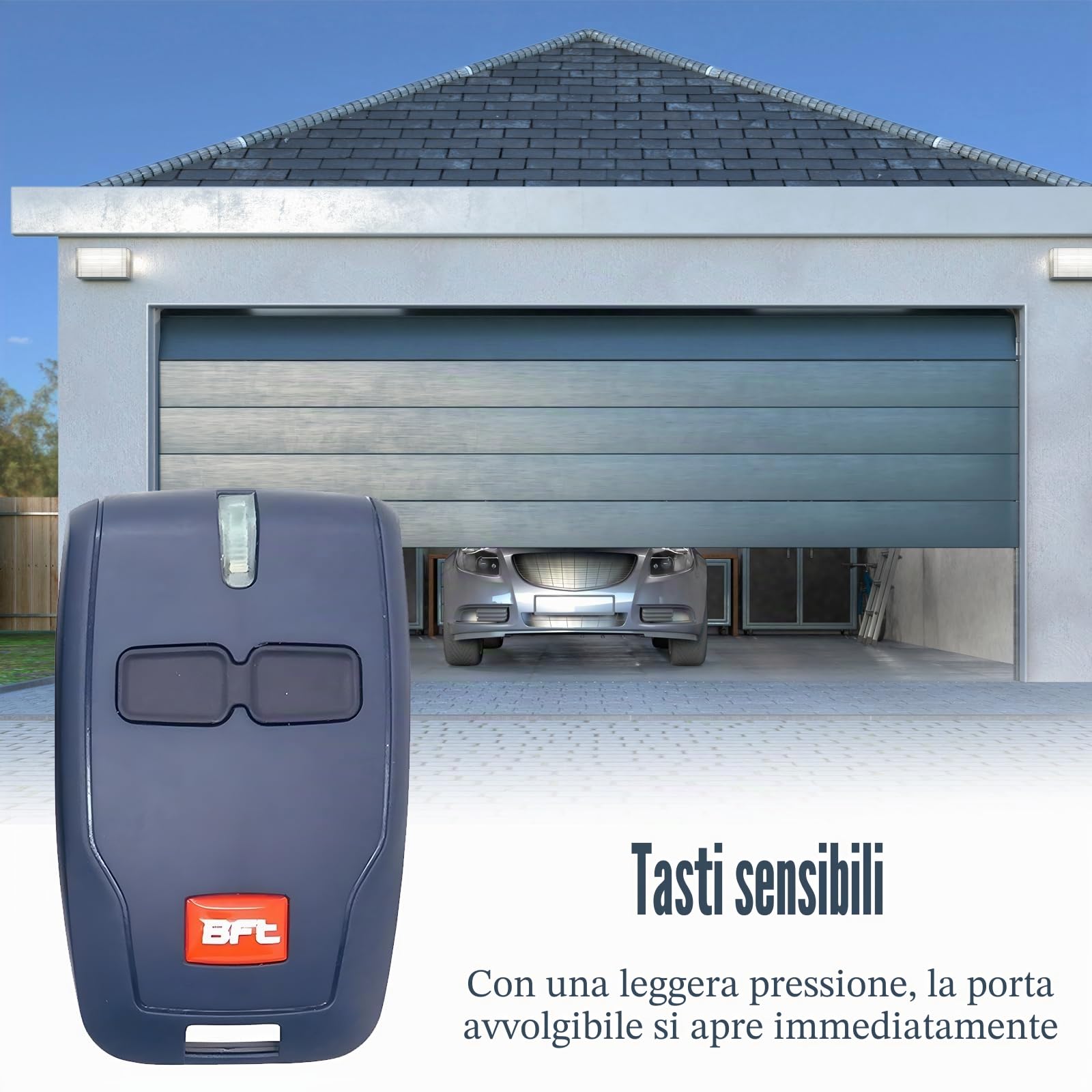 2 telecomandi da 433MHz per apriportone BFT, sostitutivi per telecomando BFT Mitto 2, telecomando per garage a 2 canali con portachiavi, compatibile con sistema di cancello elettrico MITTO B