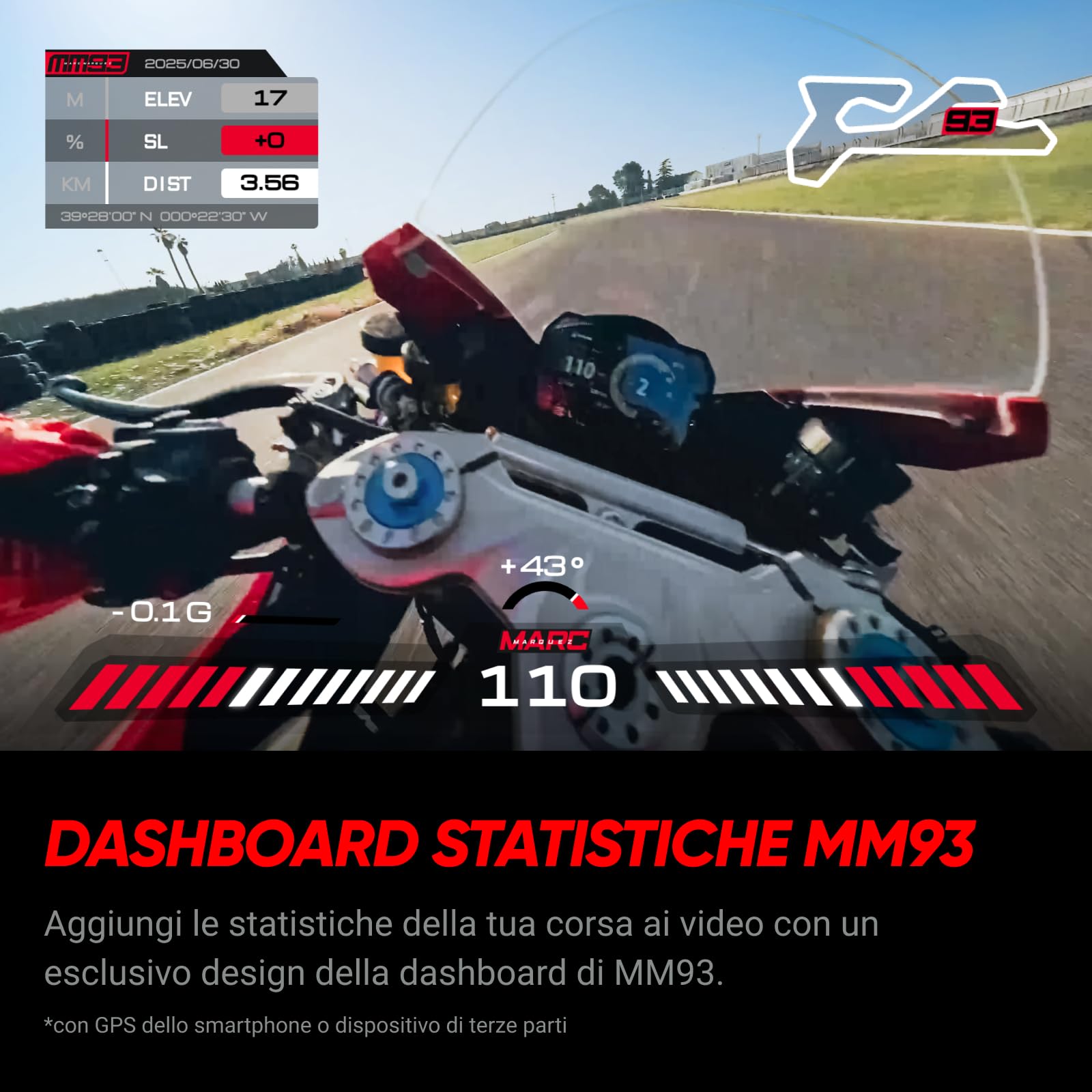 Insta360 Ace Pro 2 Edizione MM93, Action cam 8K Creata in collab con Marc Márquez, videocamera per moto, superba in bassa luce, riduzione rumore del vento, touchscreen direzionale ed editing IA.