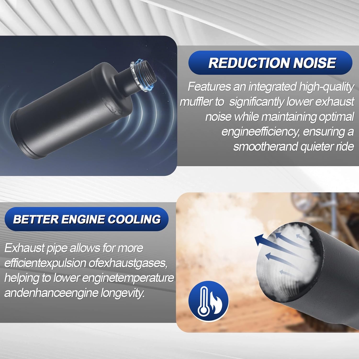 212cc Long Exhaust Pipe with Muffler for Predator 224cc 196cc Mini Bike for Coleman CT200U BT200X for Baja Warrior MB200 for Axis M200 GX200 6.5hp Clone Engine KT196 Go Kart Parts