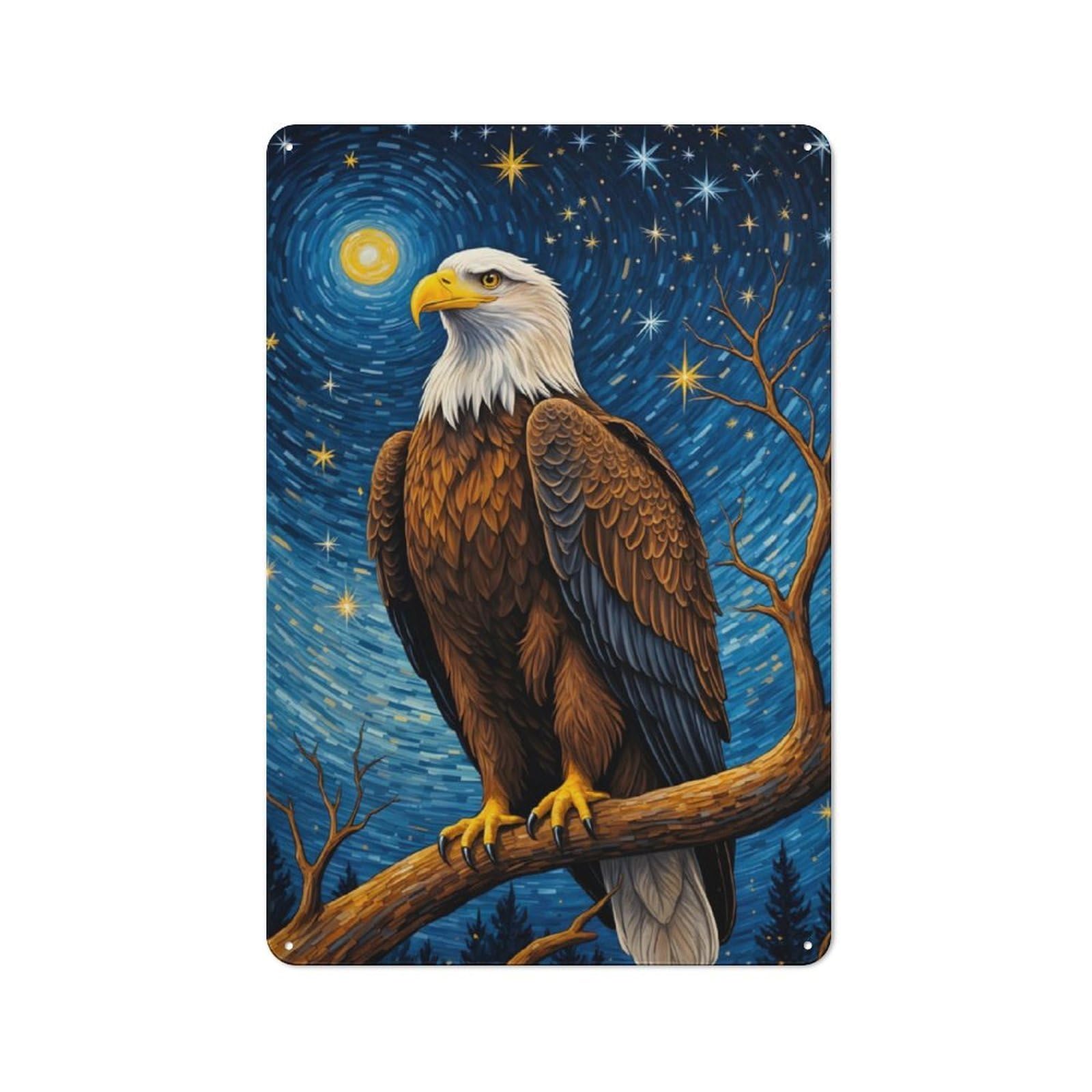 Eagle Starry Night Retro Metal Wall Decor 30x20cm, Metal Sign for Pub, Home Bar, Shed Or Man Cave, for Relaxed Wall Styling