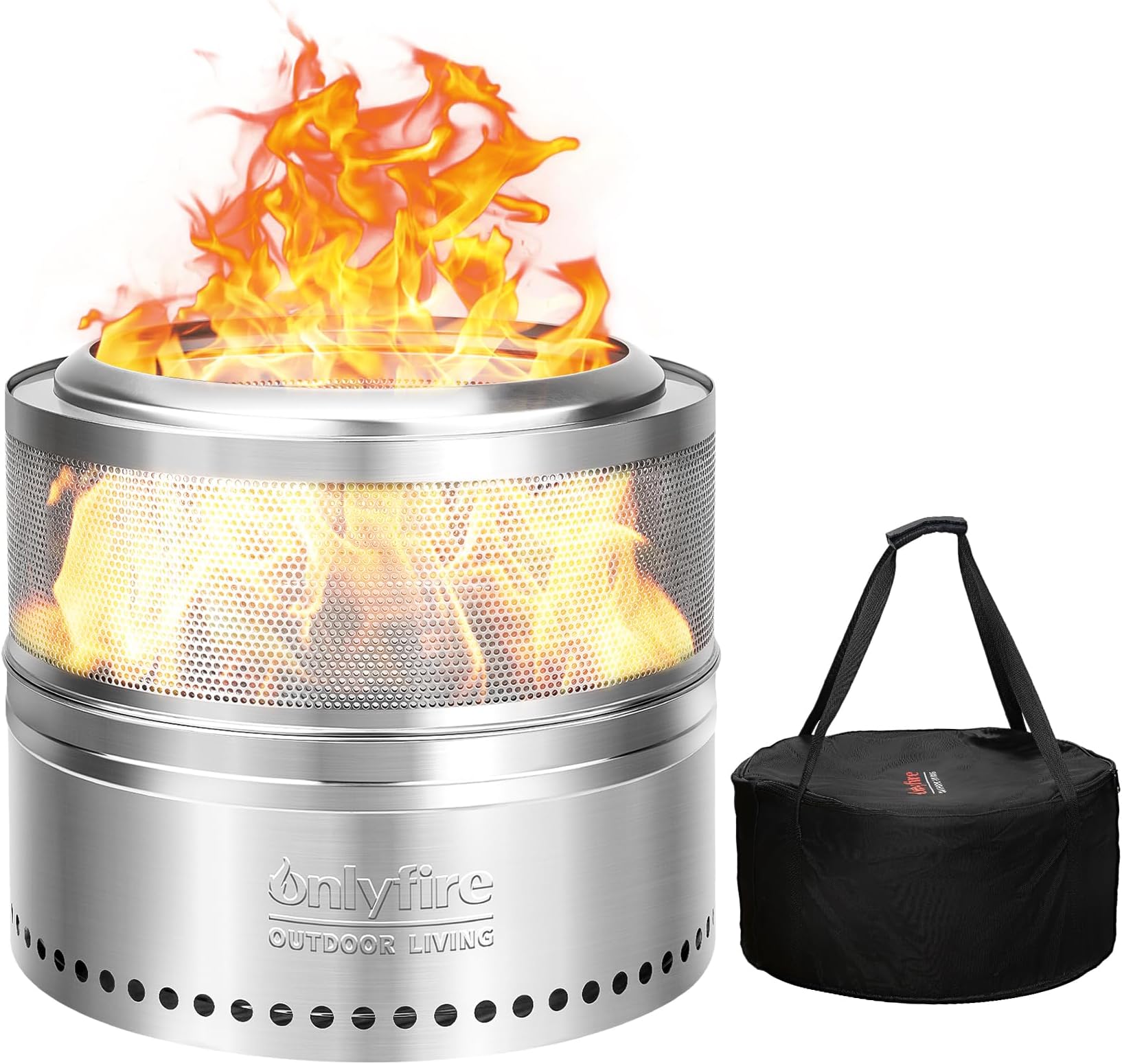 Brasero D'Extérieur Sans Fumée En Acier Inoxydable 20 Cm - Avec Fourchette Télescopique & Sac