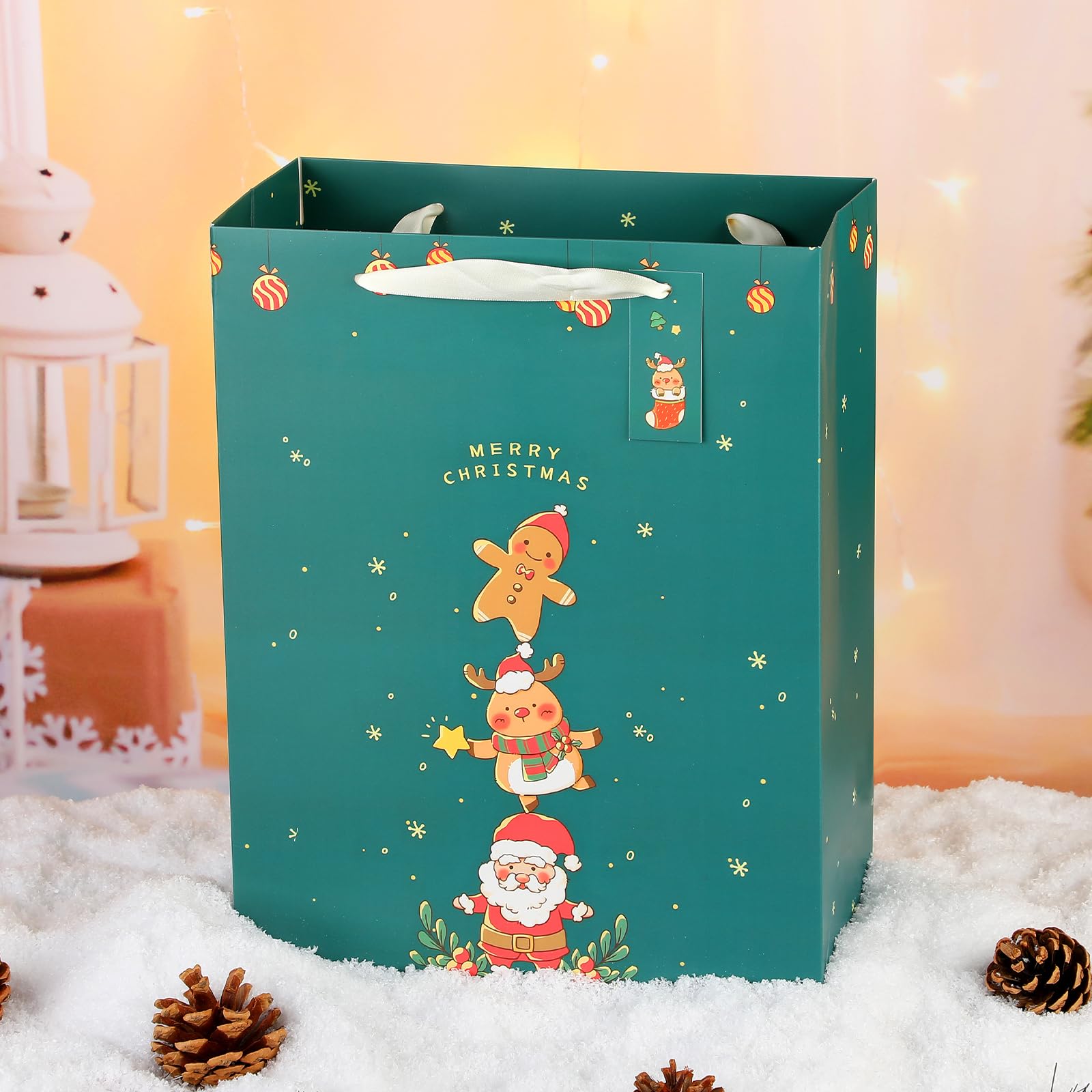 Sawnfay Bolsa de regalo de Navidad – Bolsa grande de regalo de Navidad de 13 pulgadas, 10 x 5 x 13 pulgadas con papel de seda
