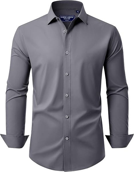 Alimens & Gentle Men's Dress Shirt Regular Fit Stretch Stain Shield Long…
