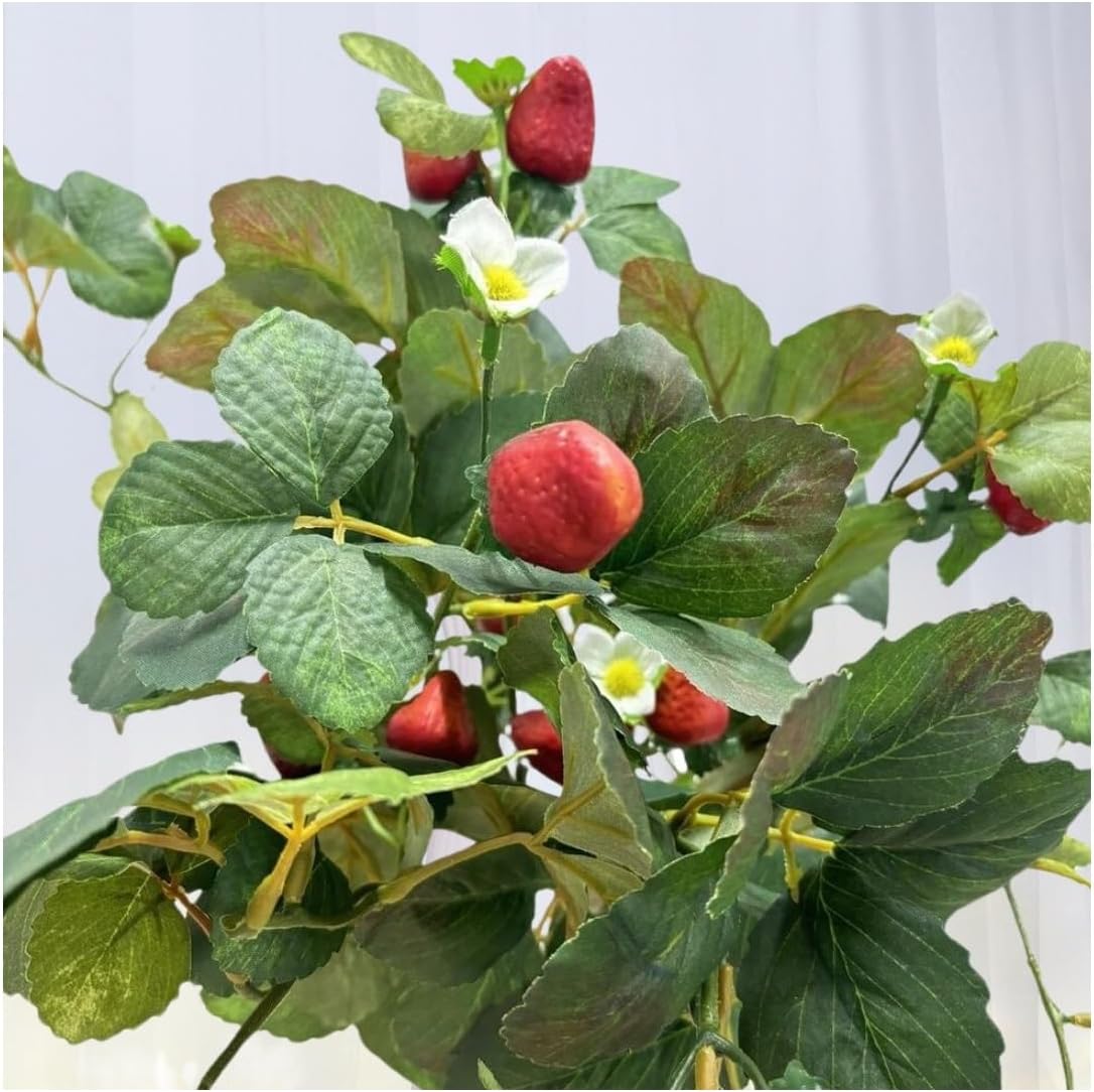 Factory Direct Craft Artificial Cascading Strawberry Bush - Hanging Strawberries for Summer Arrangements and Displays (17 Inches High)