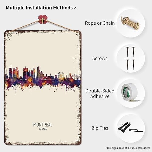 Miniatura 3 de Montreal Skyline Canada Vintage City Landscape - Letrero de lata de metal, carteles de estaño retro para hombre, cueva, bar, garaje, habitación,