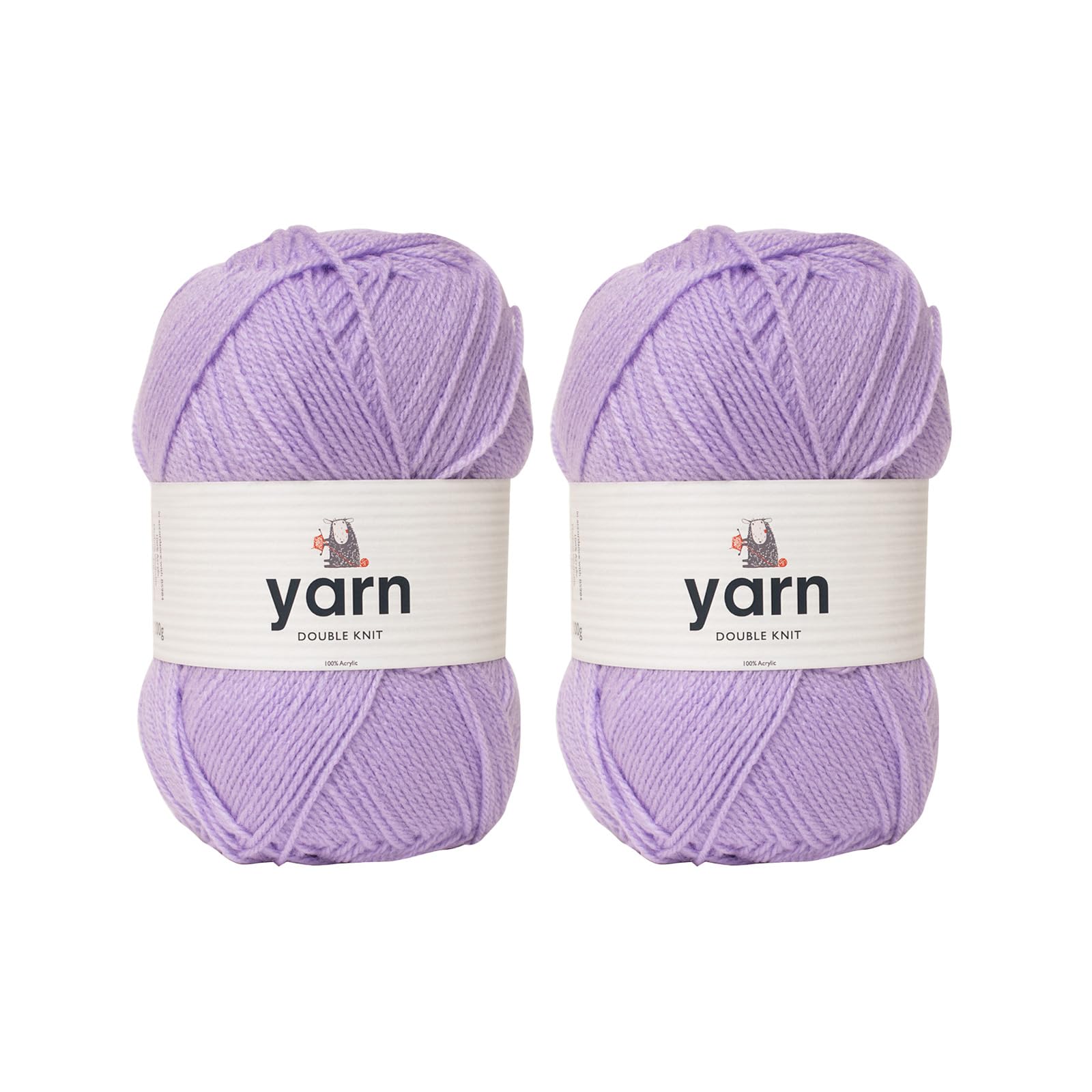 Korbond Yarn - Lilac - 2 x 100g Acrylic Wool - Lightweight, Hypoallergenic & Durable Double Knit Crochet Yarn Knitting Wool