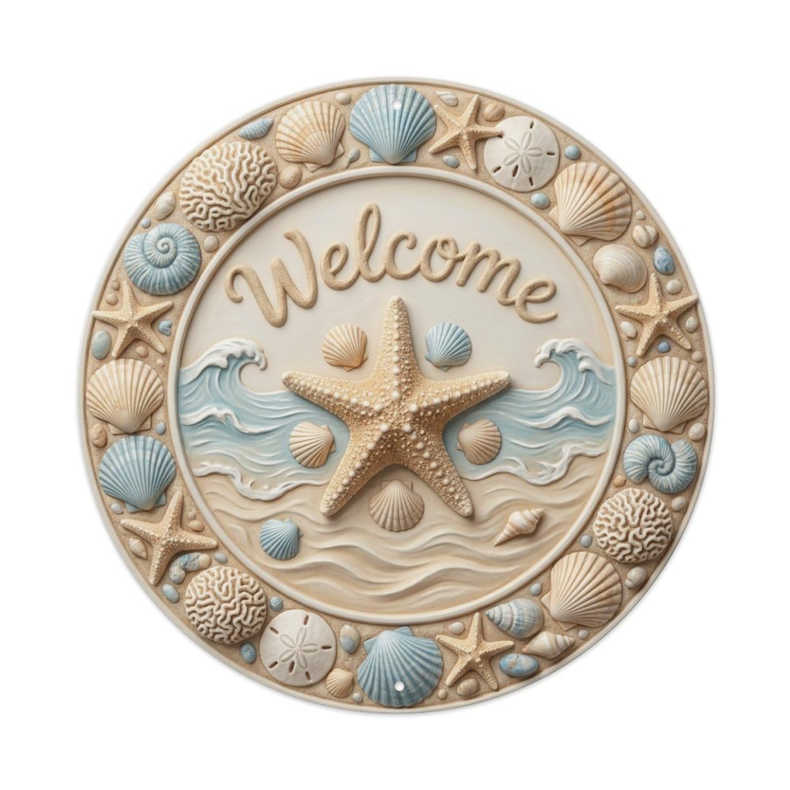 Tgrcjimh Style Metal Tin Sign Starfish Beach Welcome Coastal Treasures