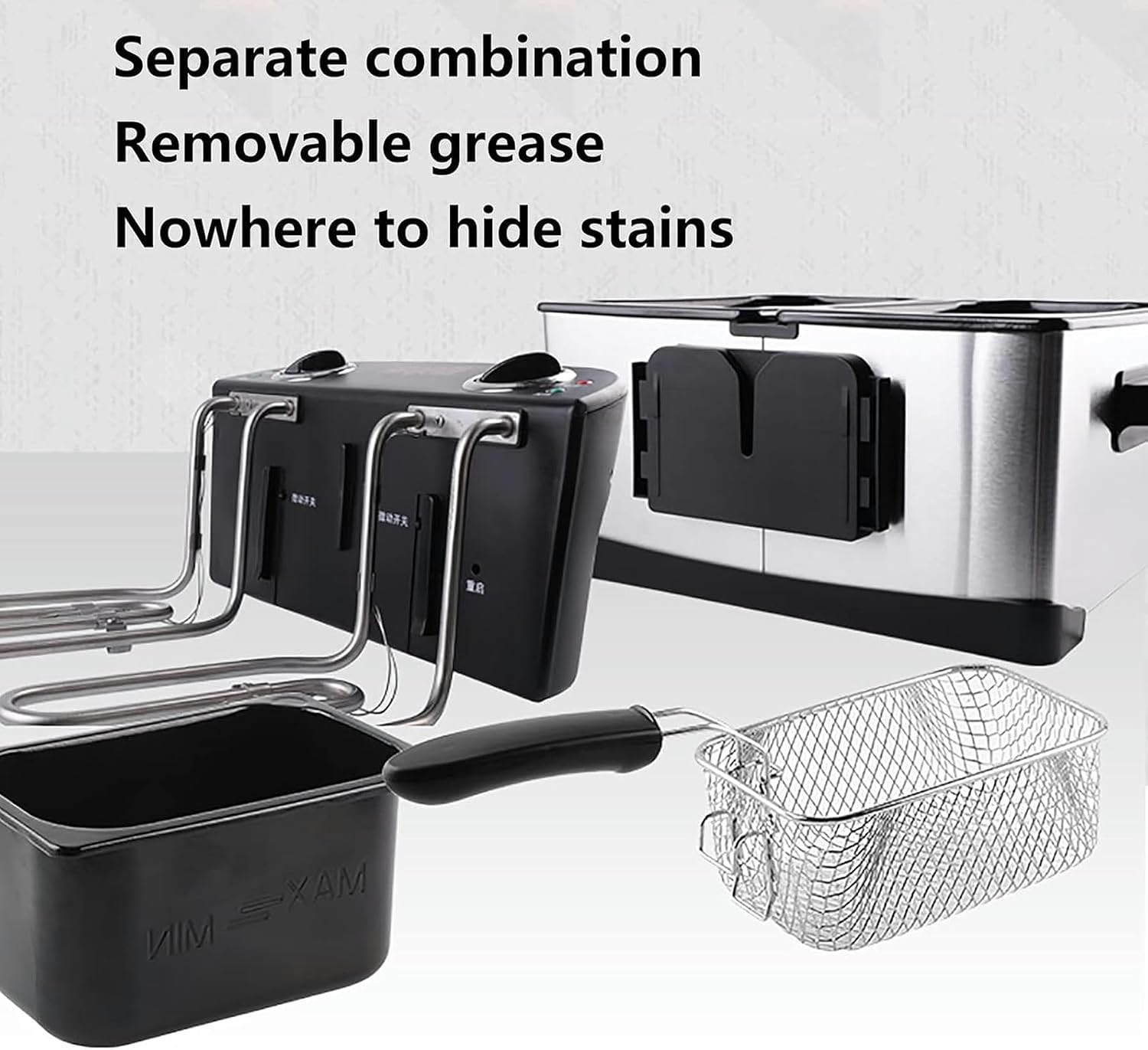 6L Deep Fryer Commercial Deep Fat Fryer Stainless Steel Chip Fryer Countertop Adjustable Temperature Control with Removable Tank Basket Lid for Home, Restaurant 1400W