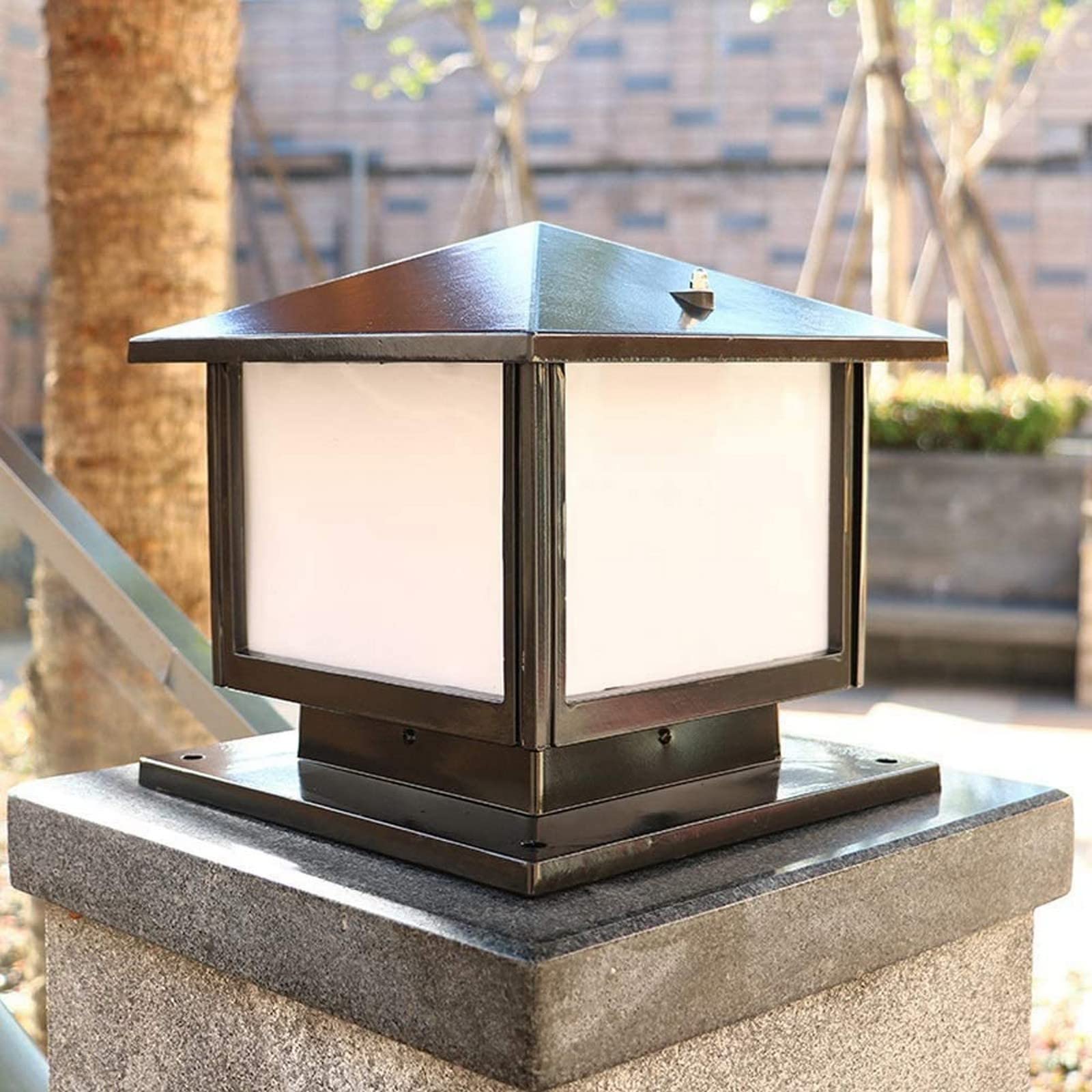 Lanterne de colonne en aluminium antirouille et robuste au design industriel rétro
