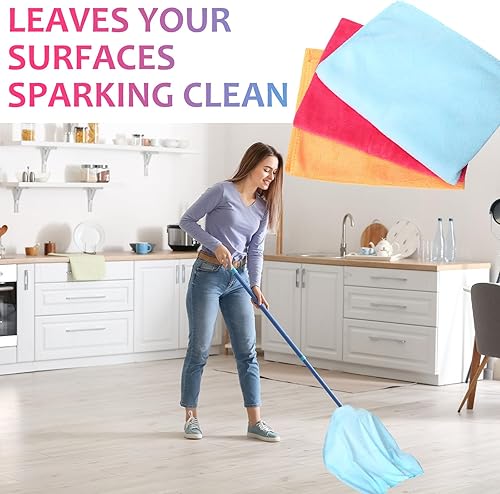 Miniatura 3 de Newwiee 3 Piezas Paños de Limpieza de Microfibra Extra Grandes 30" x 20" Lavables Reutilizables Toalla de Microfibra Sin Rayas Sin Pelusas Paño para