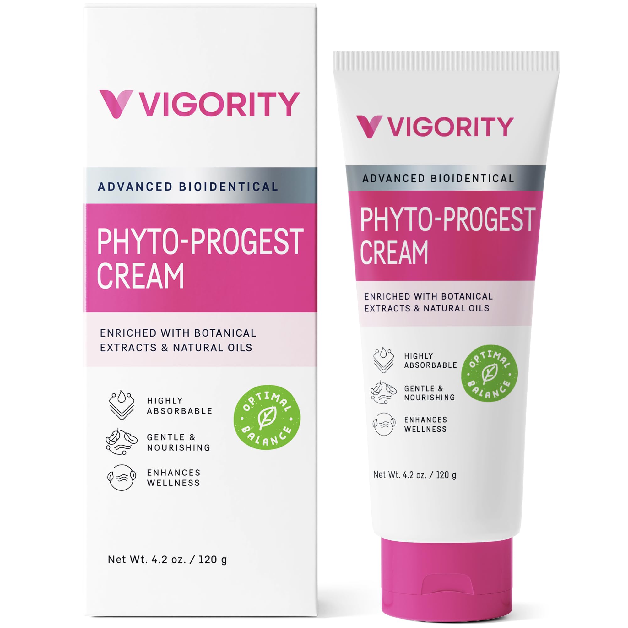 Vigority Progesterone Cream for Women Menopause: Natural Hormonal Balancing Bioidentical Hormone Relief for Hot Flashes Night Sweats - Menstrual Balance Cream - 4oz