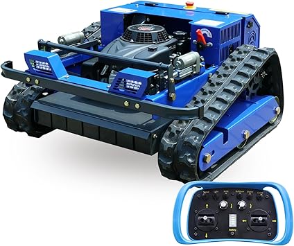 AIWEIYA-Remote Control Lawn Mower,Oil-Electric Hybrid Crawler Track Mower,1.1-5.9 Inch Cutting Height Professional Landscape and Estate Mower for 100% Slope45 Large Turf Grass Cutting