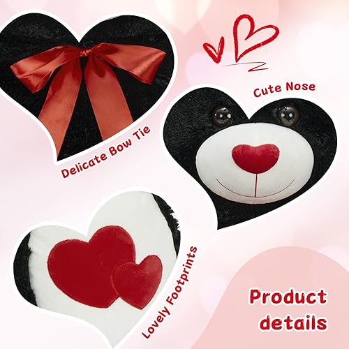 Miniatura 100 de Tezituor Oso de peluche gigante de 4.3 pies, animales de peluche grandes de 52 pulgadas con vientre blanco, regalo de San Valentín para novias